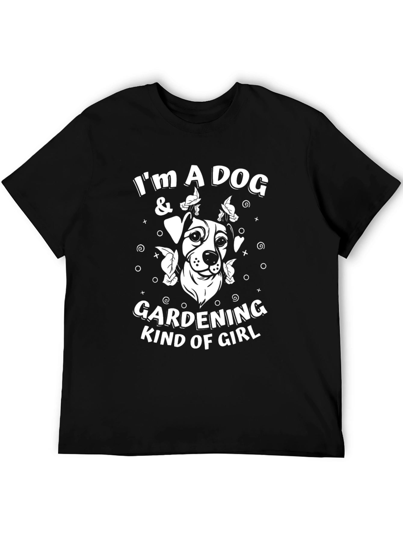 Dog & Gardening Girl T-Shirt - Black