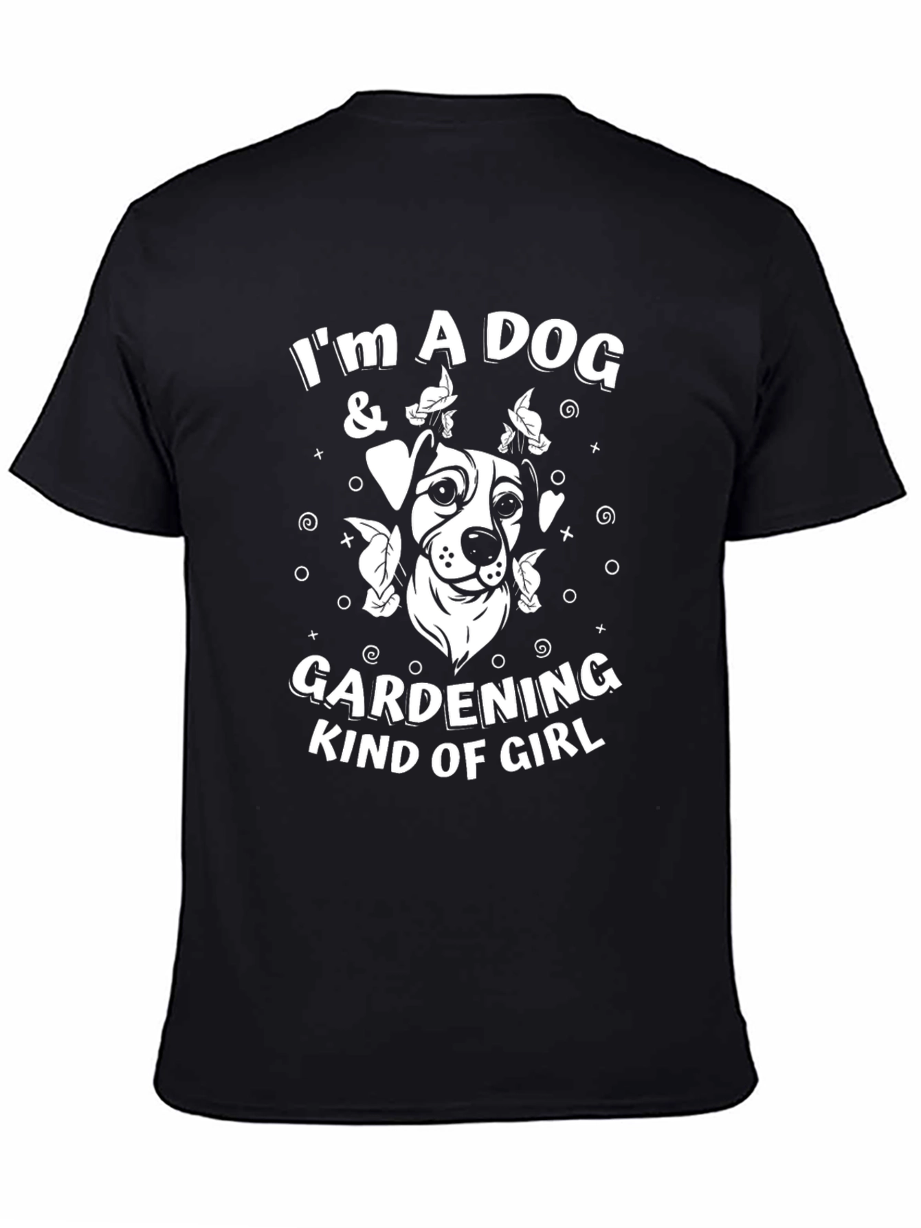 Dog & Gardening Girl T-Shirt - Black