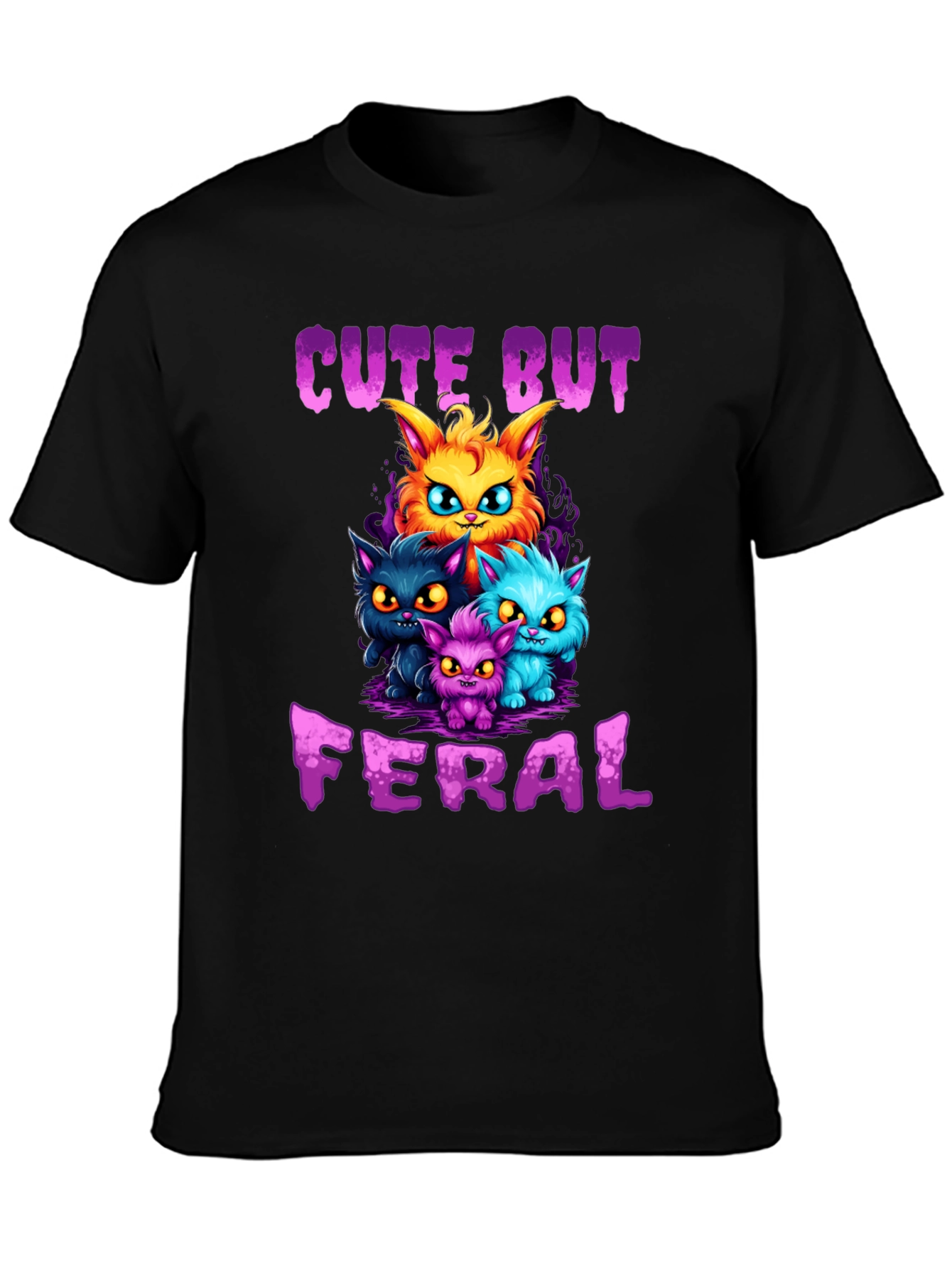 Cute But Feral Cartoon Cat T-Shirt