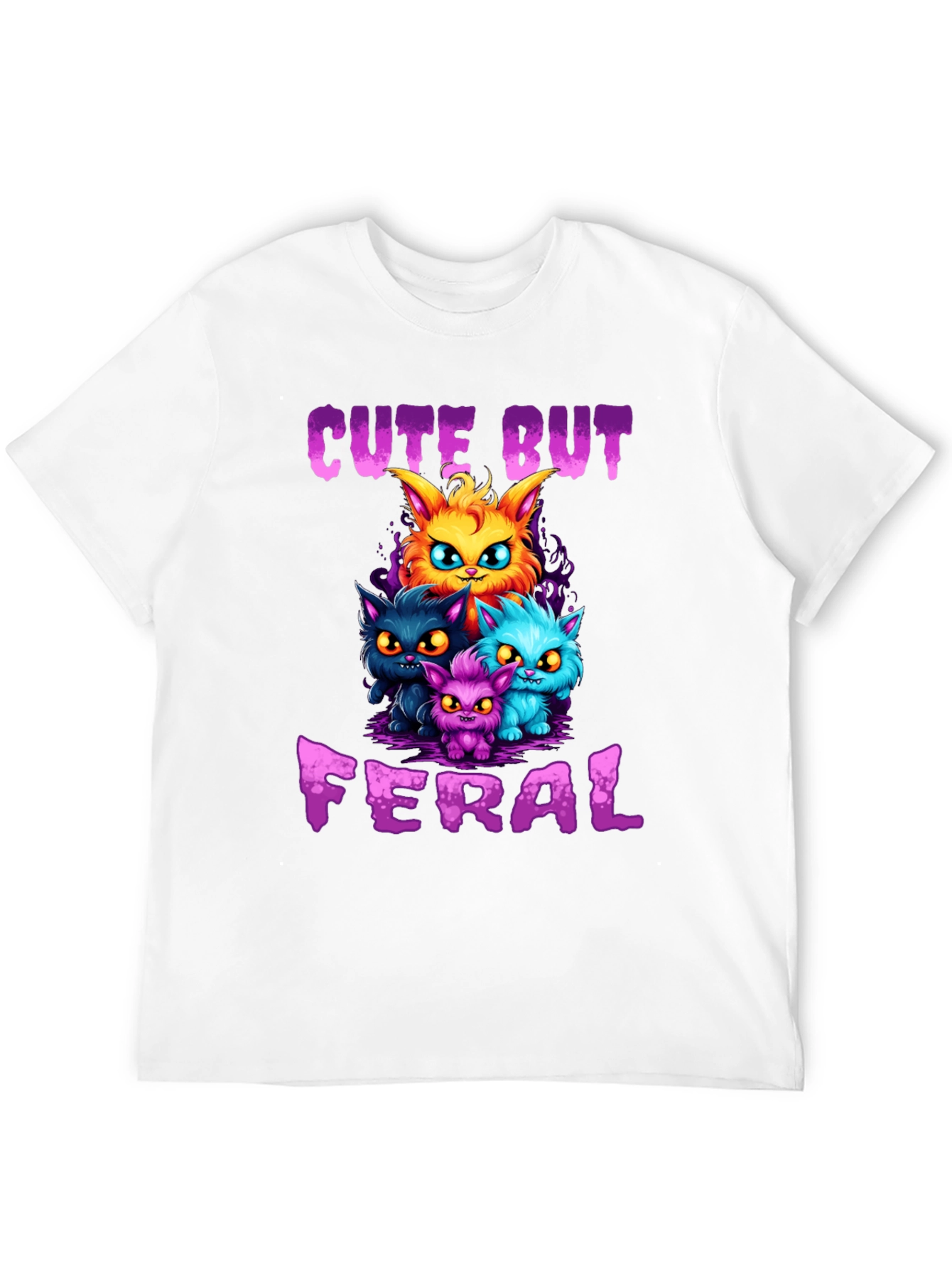 Cute But Feral Cartoon Cat T-Shirt