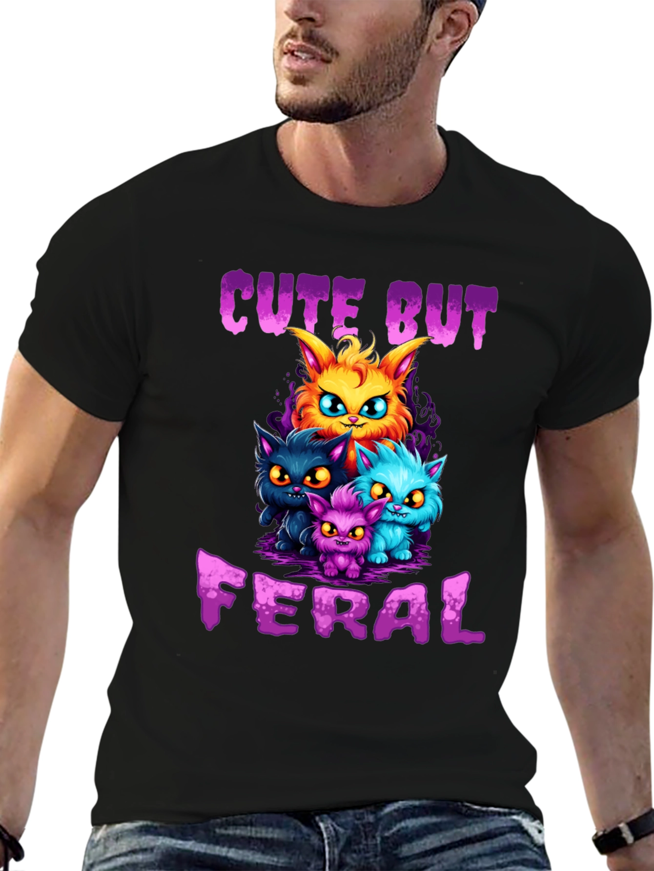 Cute But Feral Cartoon Cat T-Shirt