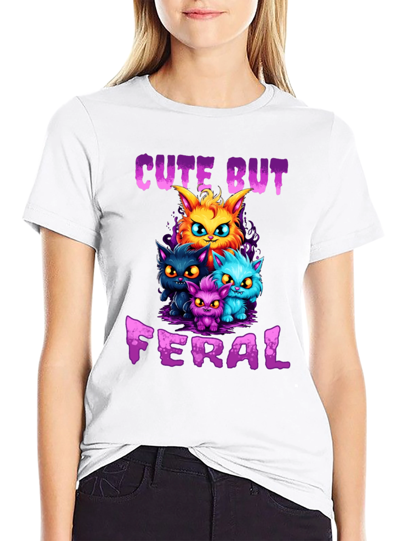 Cute But Feral Cartoon Cat T-Shirt