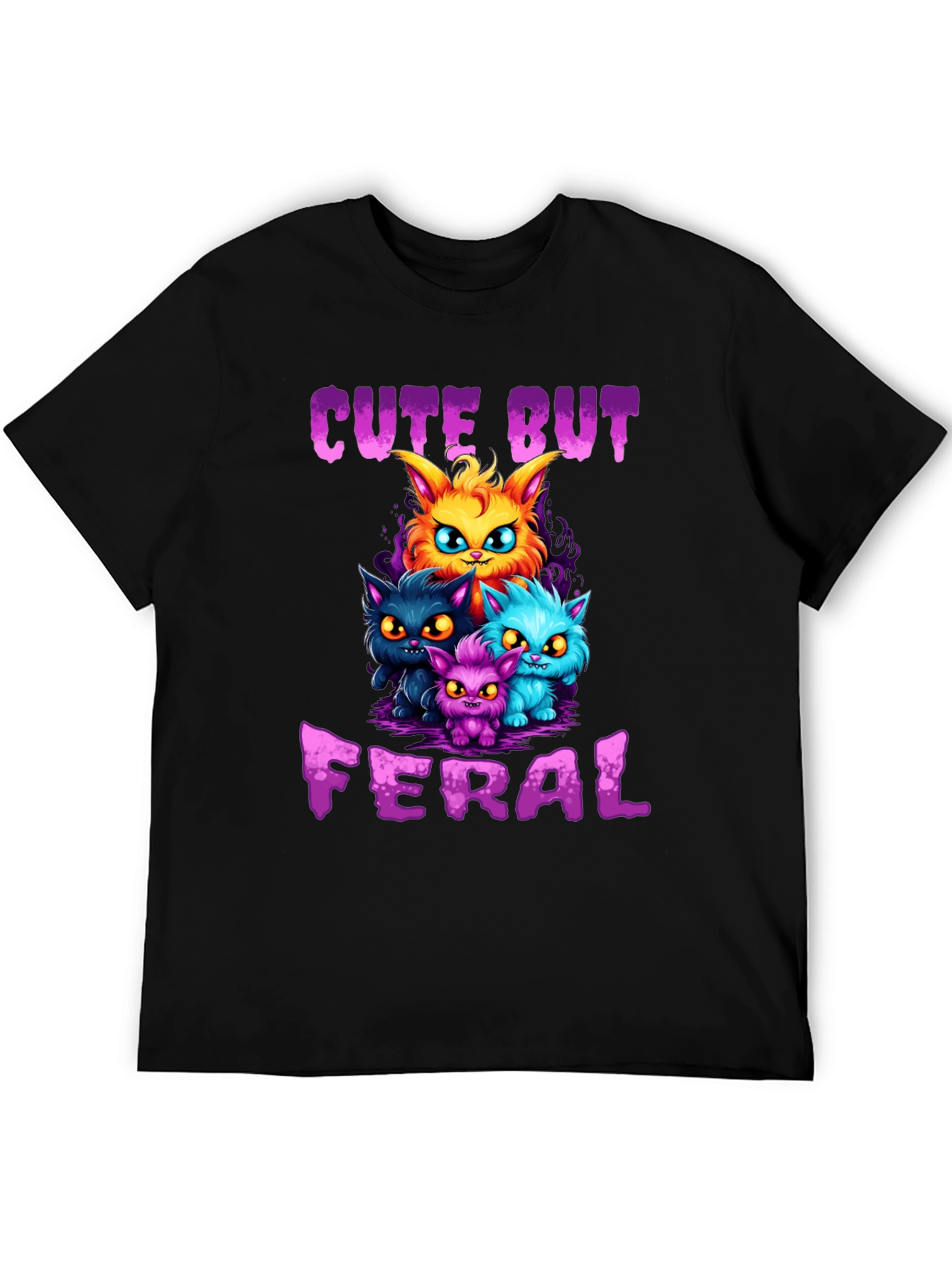 Cute But Feral Cartoon Cat T-Shirt