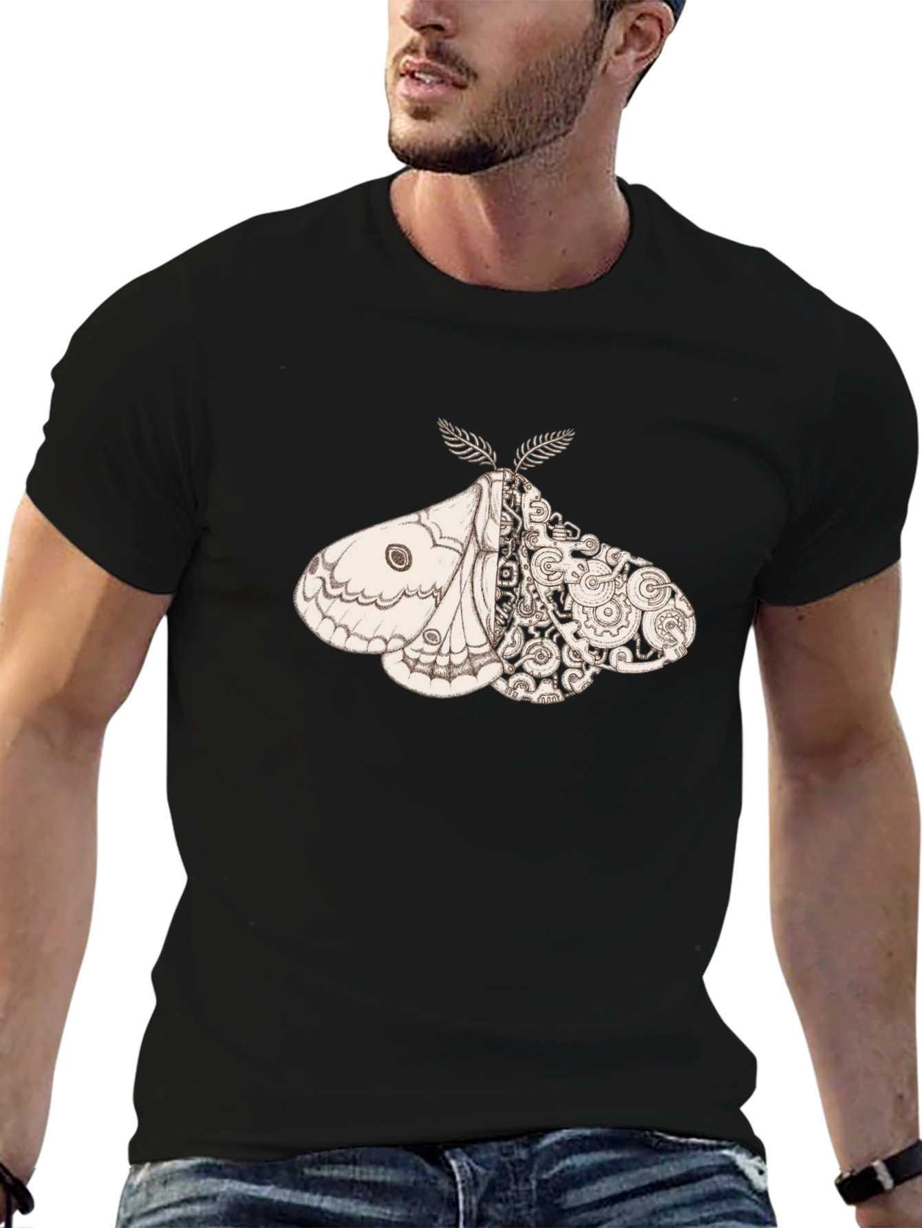 Steampunk Moth Graphic Tee - Unique Insect Design