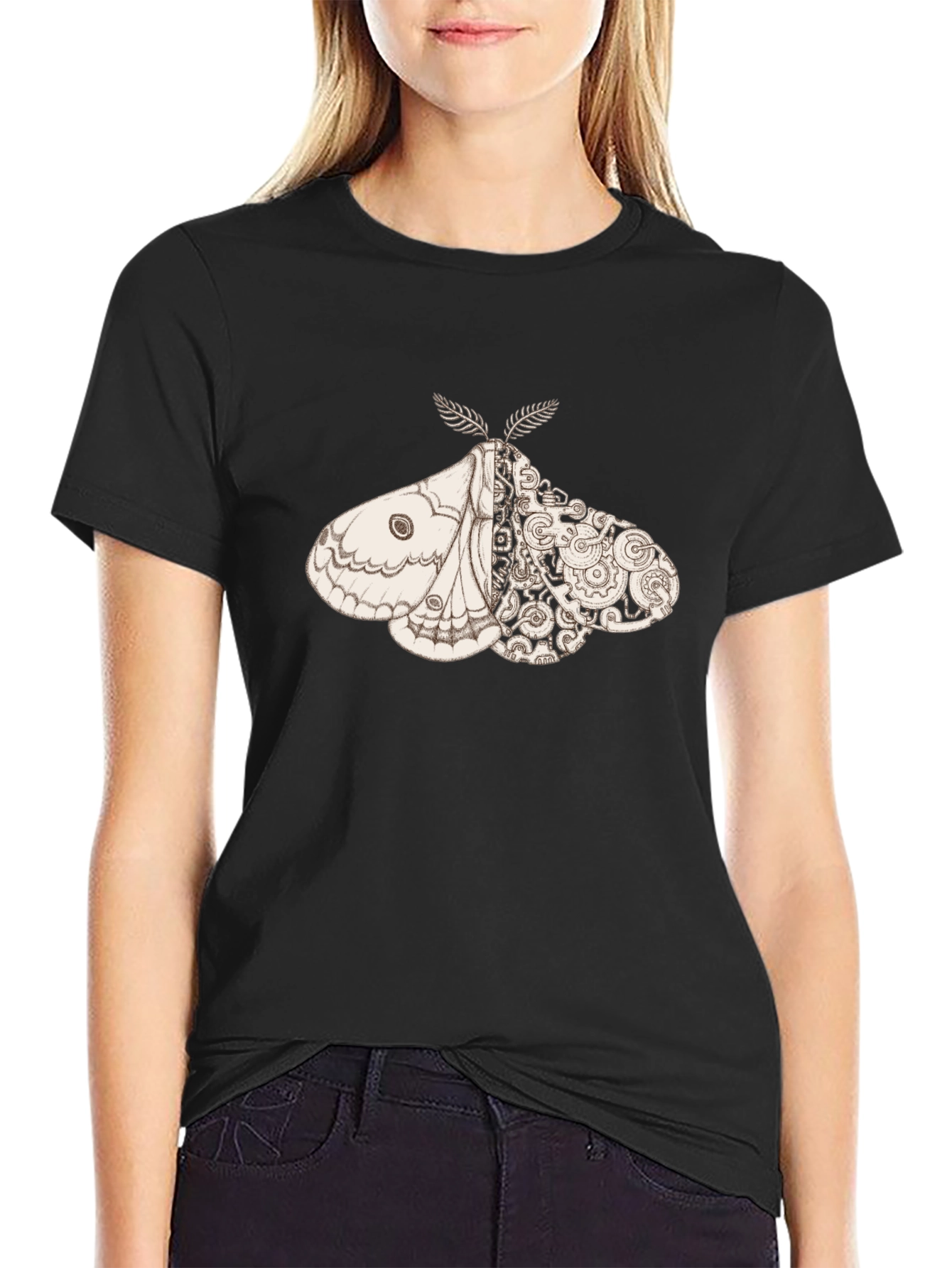 Steampunk Moth Graphic Tee - Unique Insect Design