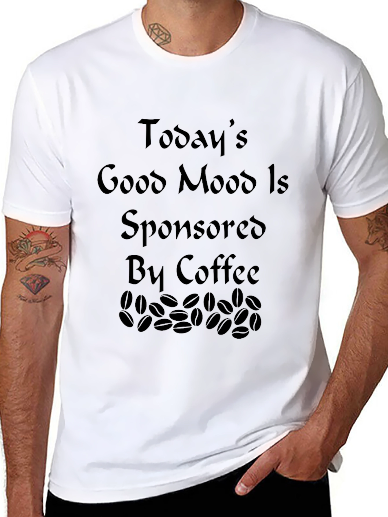 Coffee Sponsored Mood Black T-Shirt