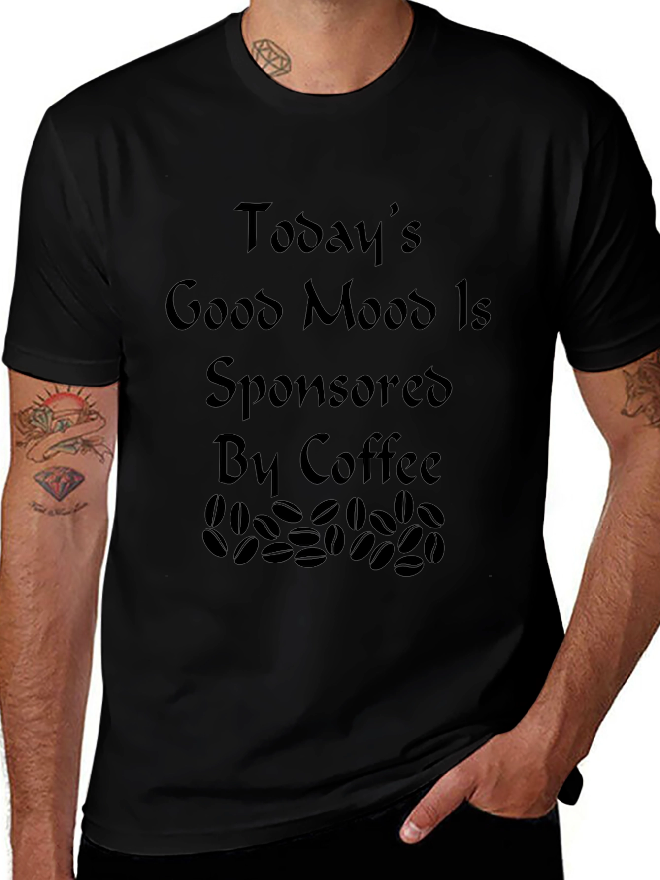 Coffee Sponsored Mood Black T-Shirt