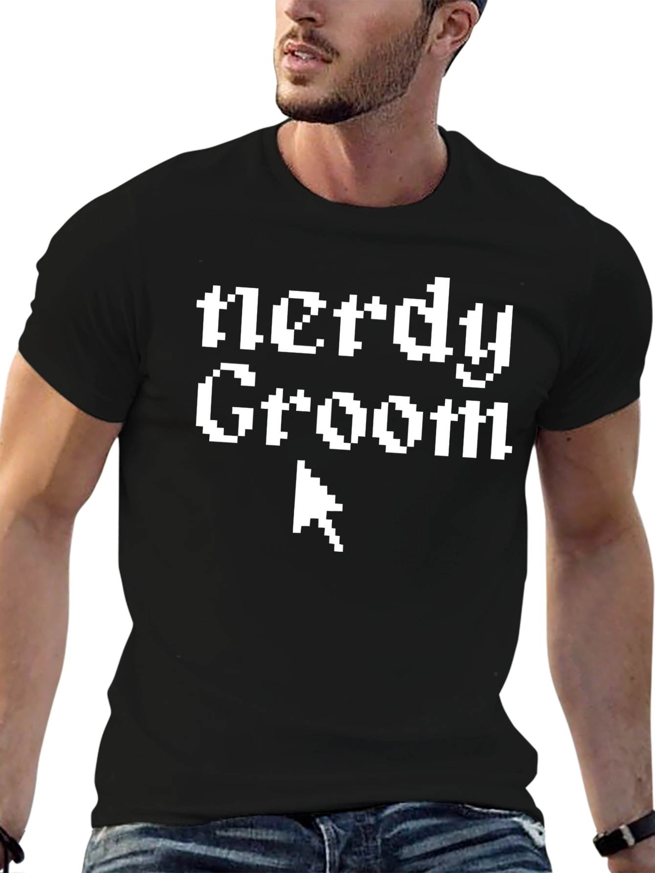 Nerdy Groom T-Shirt - Pixelated Wedding Tee