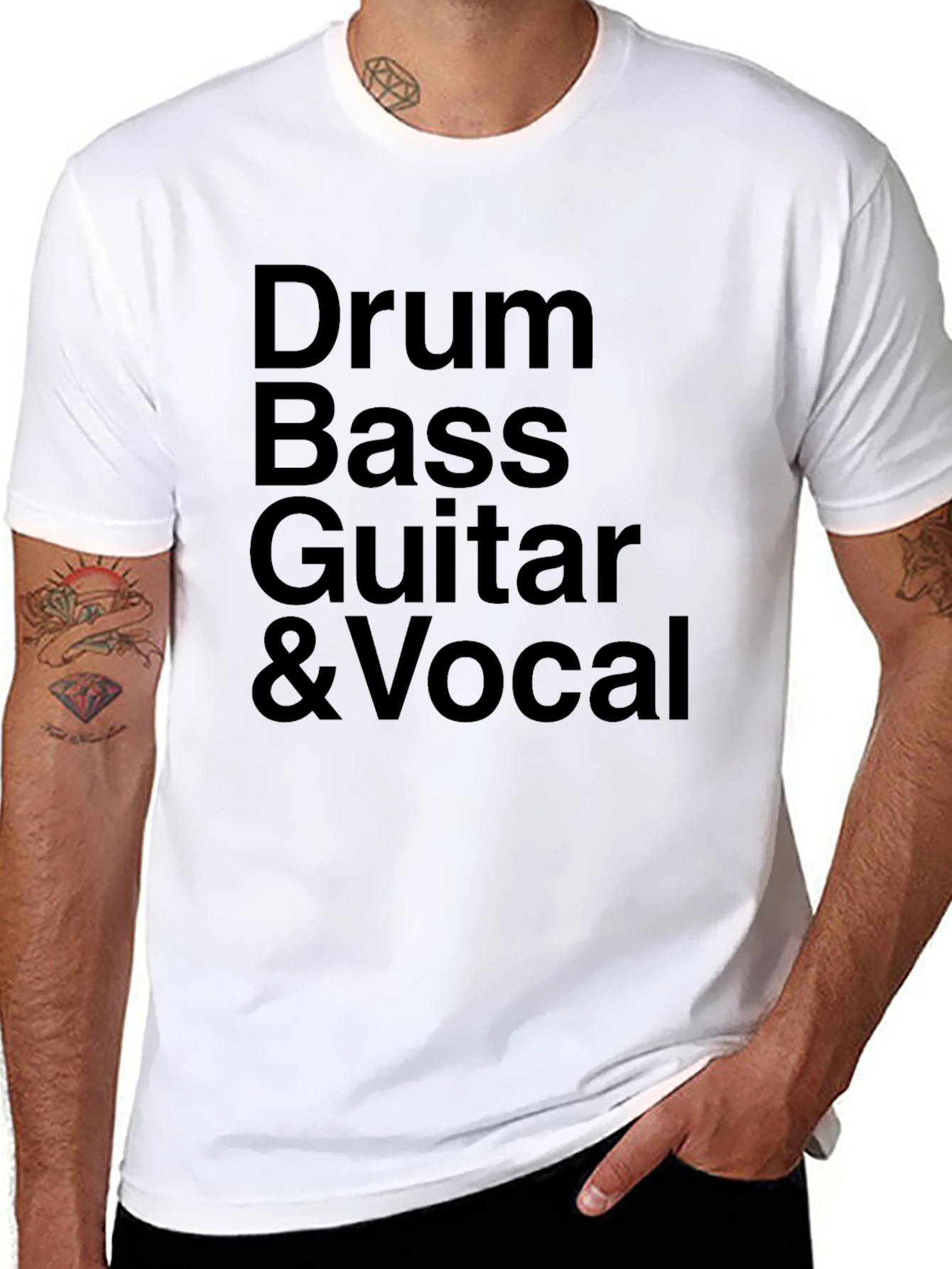 Drum Bass Guitar & Vocal Black T-Shirt