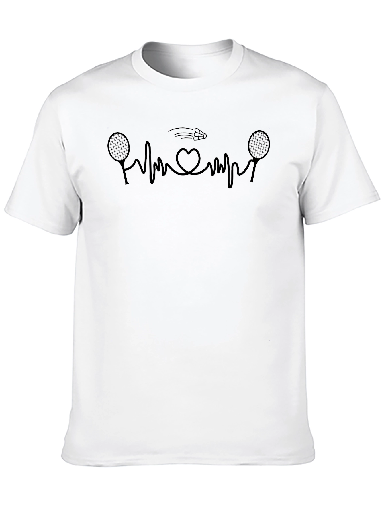 Badminton Heartbeat T-Shirt - Sports Graphic Tee
