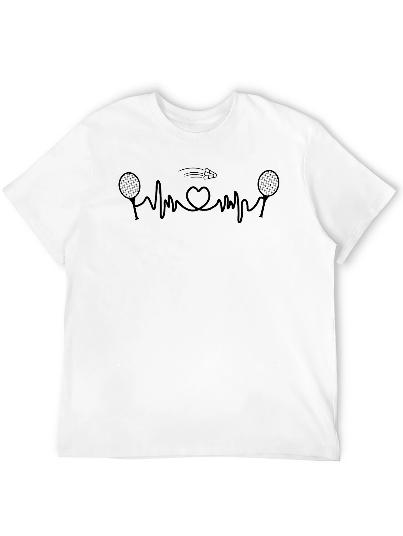 Badminton Heartbeat T-Shirt - Sports Graphic Tee