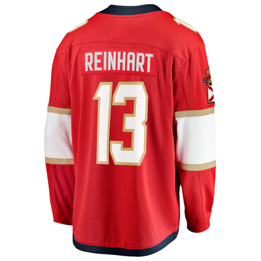 Men's Florida Panthers Sam Reinhart Fanatics Red 2025 Stanley Cup Final Home Breakaway Player Jersey
