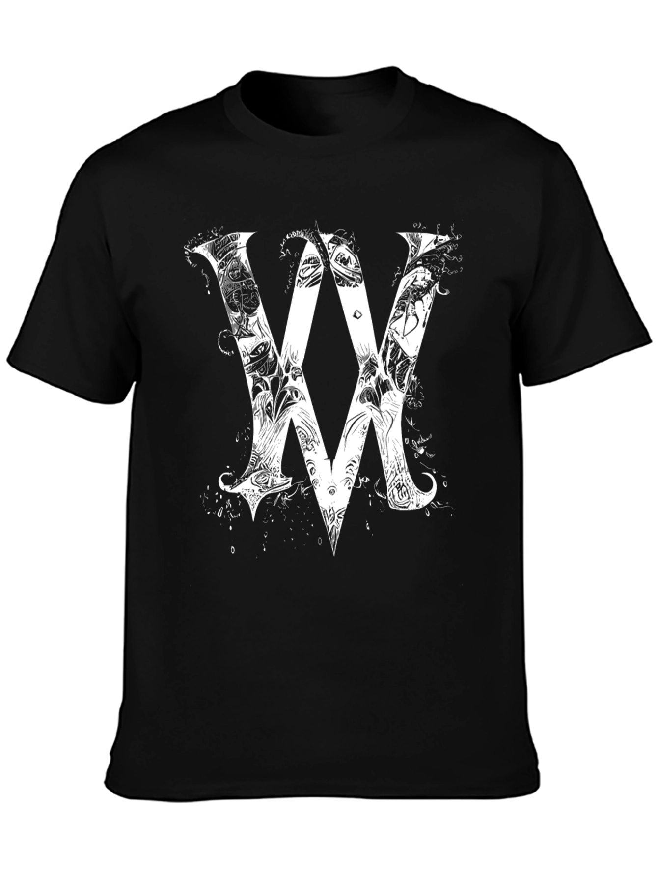 Abstract VV Graphic Black T-Shirt