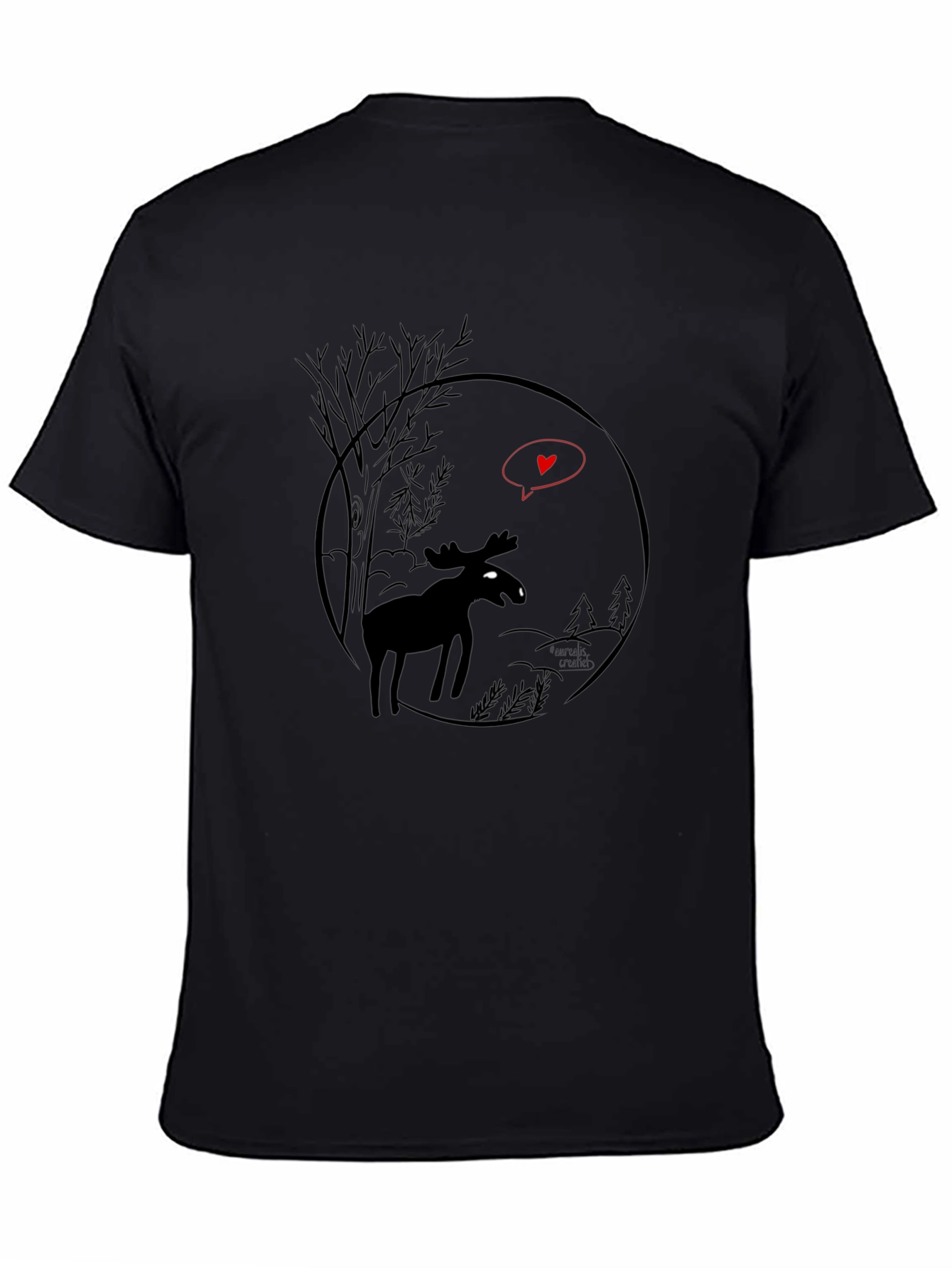 Moose Love Black T-Shirt - Nature Inspired Graphic Tee