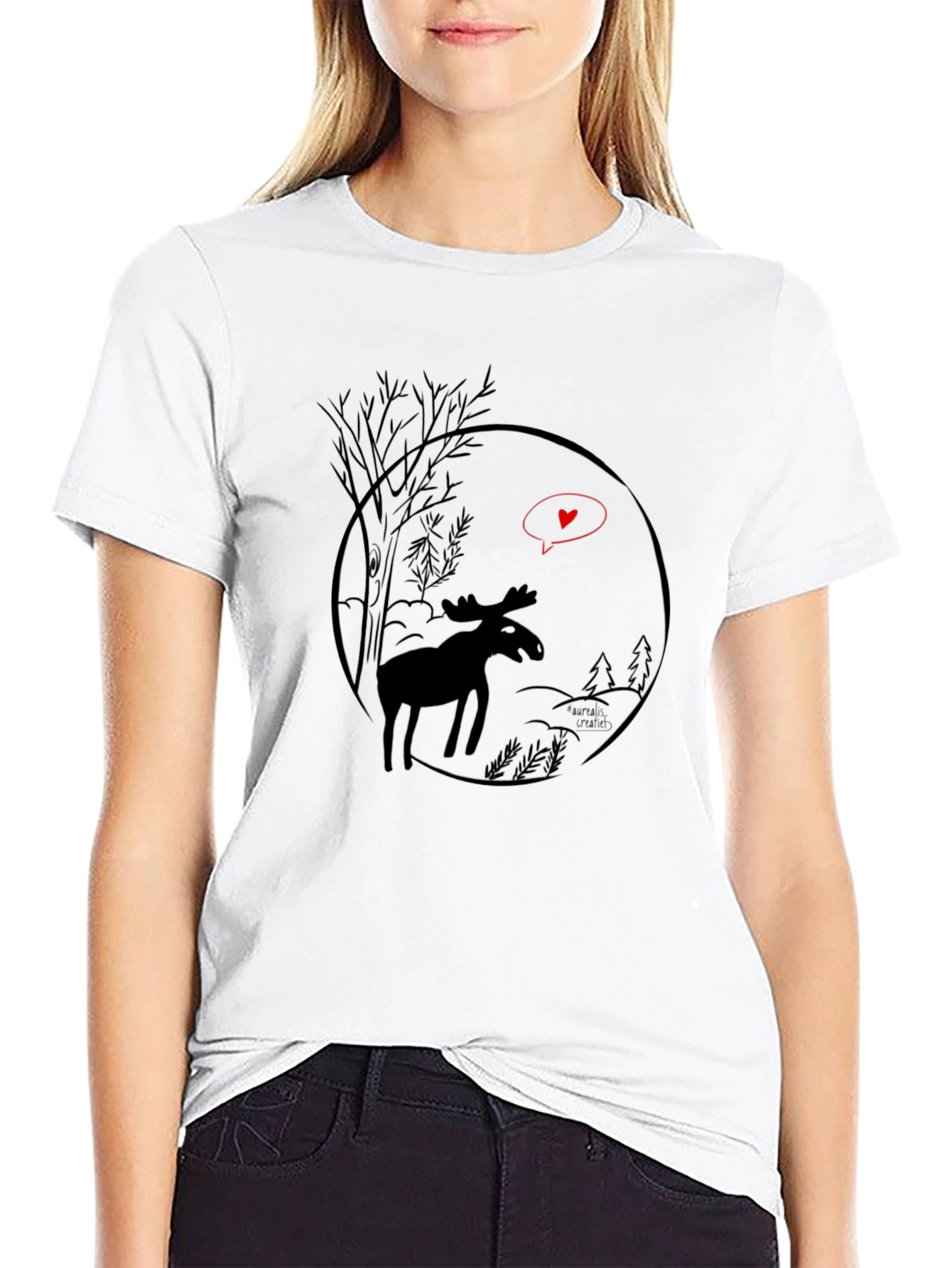 Moose Love Black T-Shirt - Nature Inspired Graphic Tee