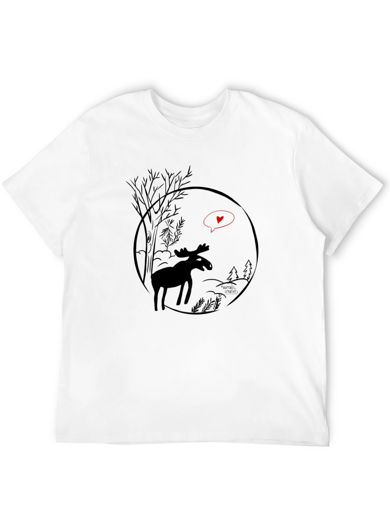 Moose Love Black T-Shirt - Nature Inspired Graphic Tee