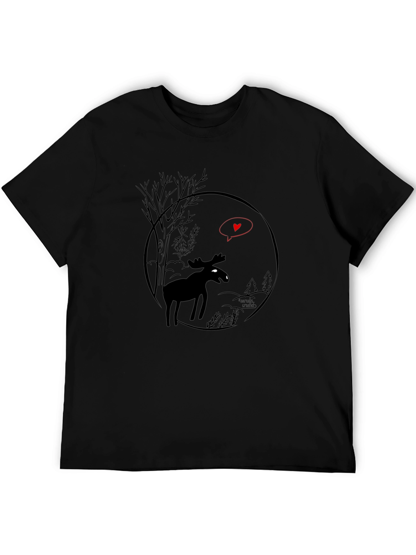 Moose Love Black T-Shirt - Nature Inspired Graphic Tee