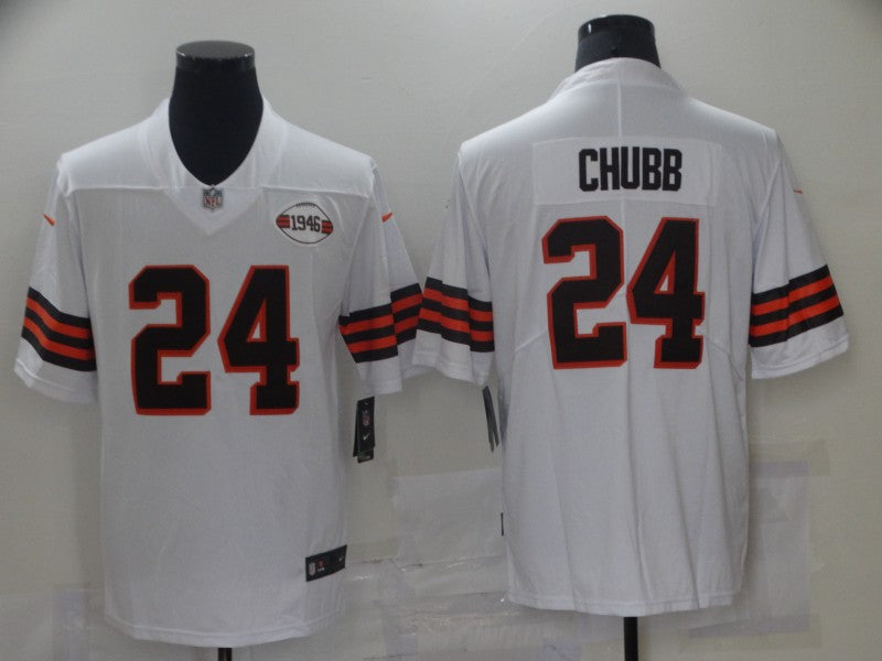 Men's Cleveland Browns Nick Chubb #24 White 1946 Collection Alternate Game Jerseys