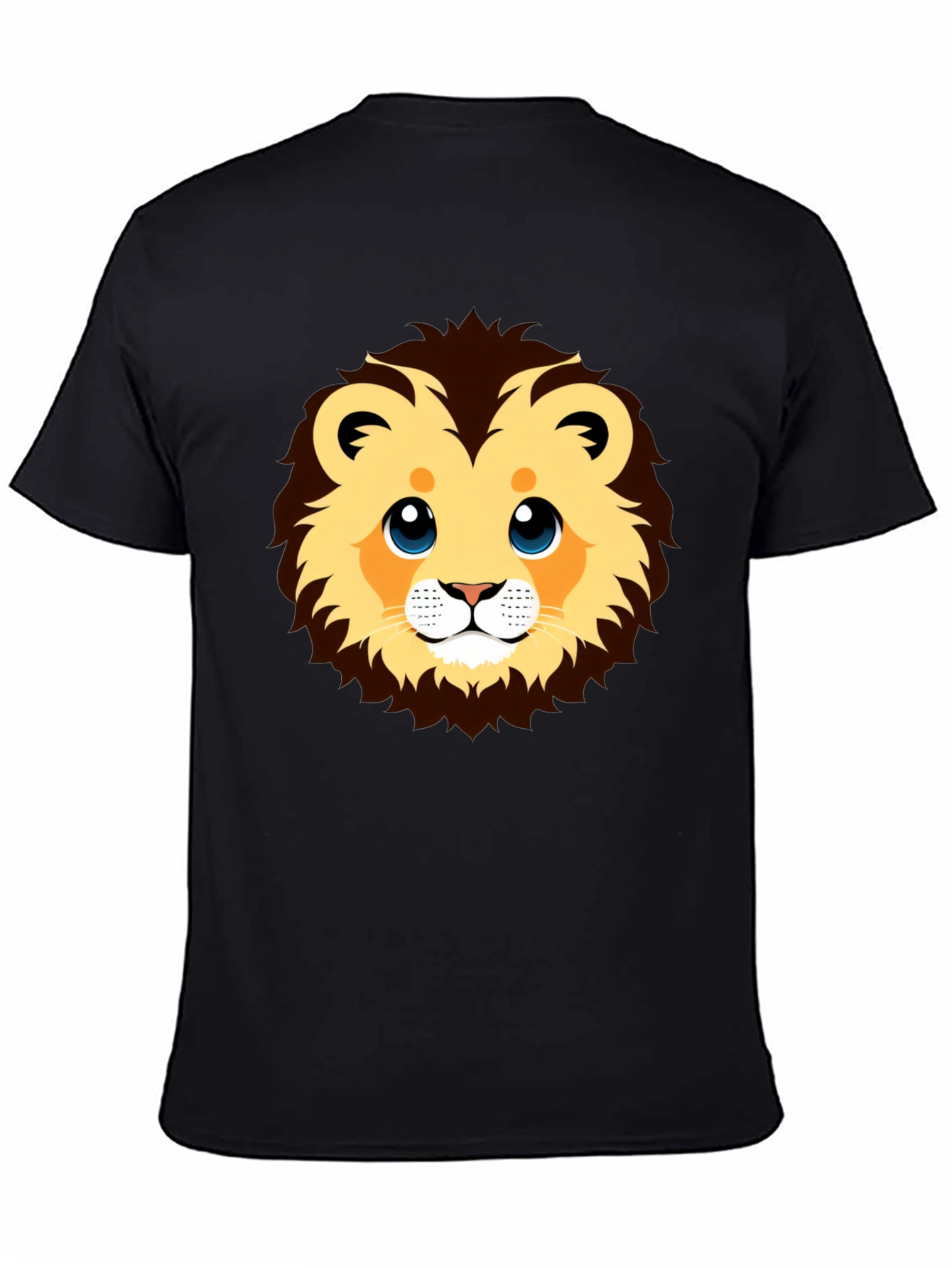 Cute Lion Graphic Black T-Shirt
