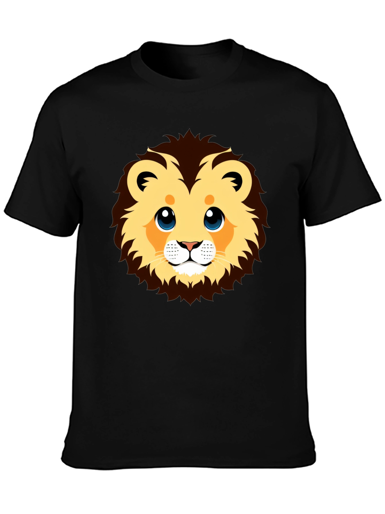 Cute Lion Graphic Black T-Shirt