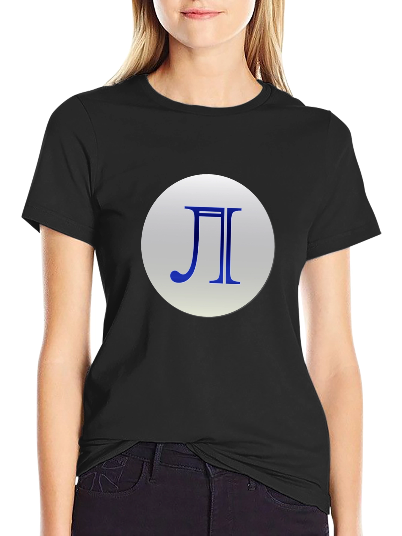 Geometric Symbol Graphic Tee - Stylish Black Cotton Blend