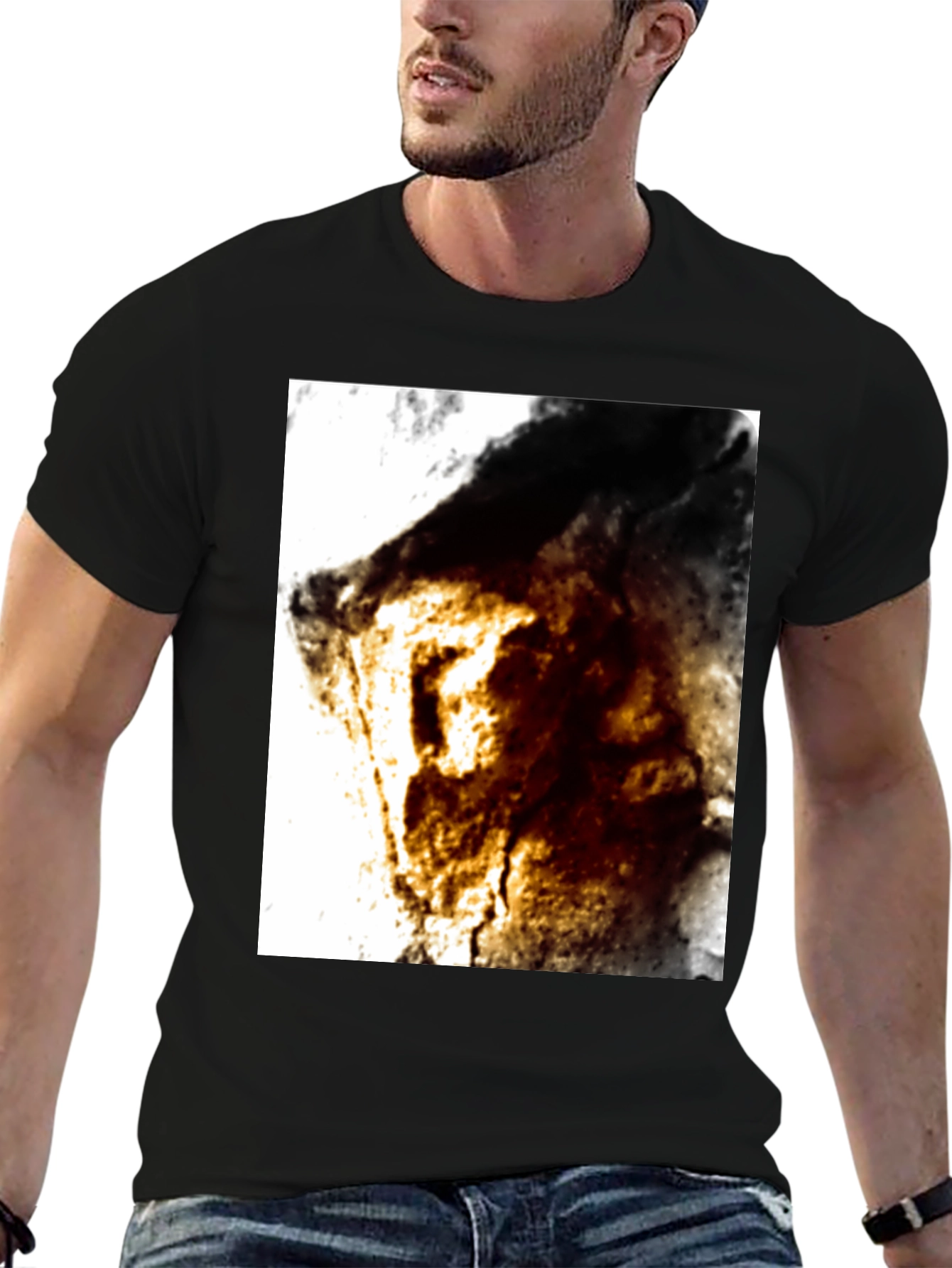 Abstract Graphic Tee - Black Cotton Blend