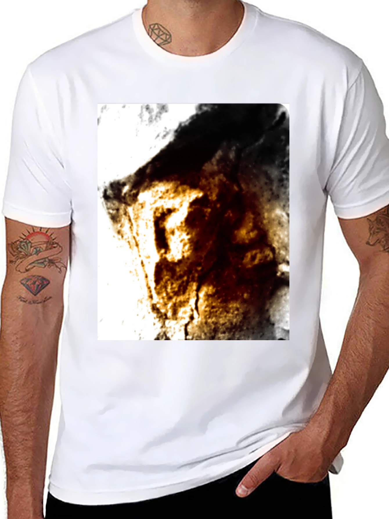 Abstract Graphic Tee - Black Cotton Blend