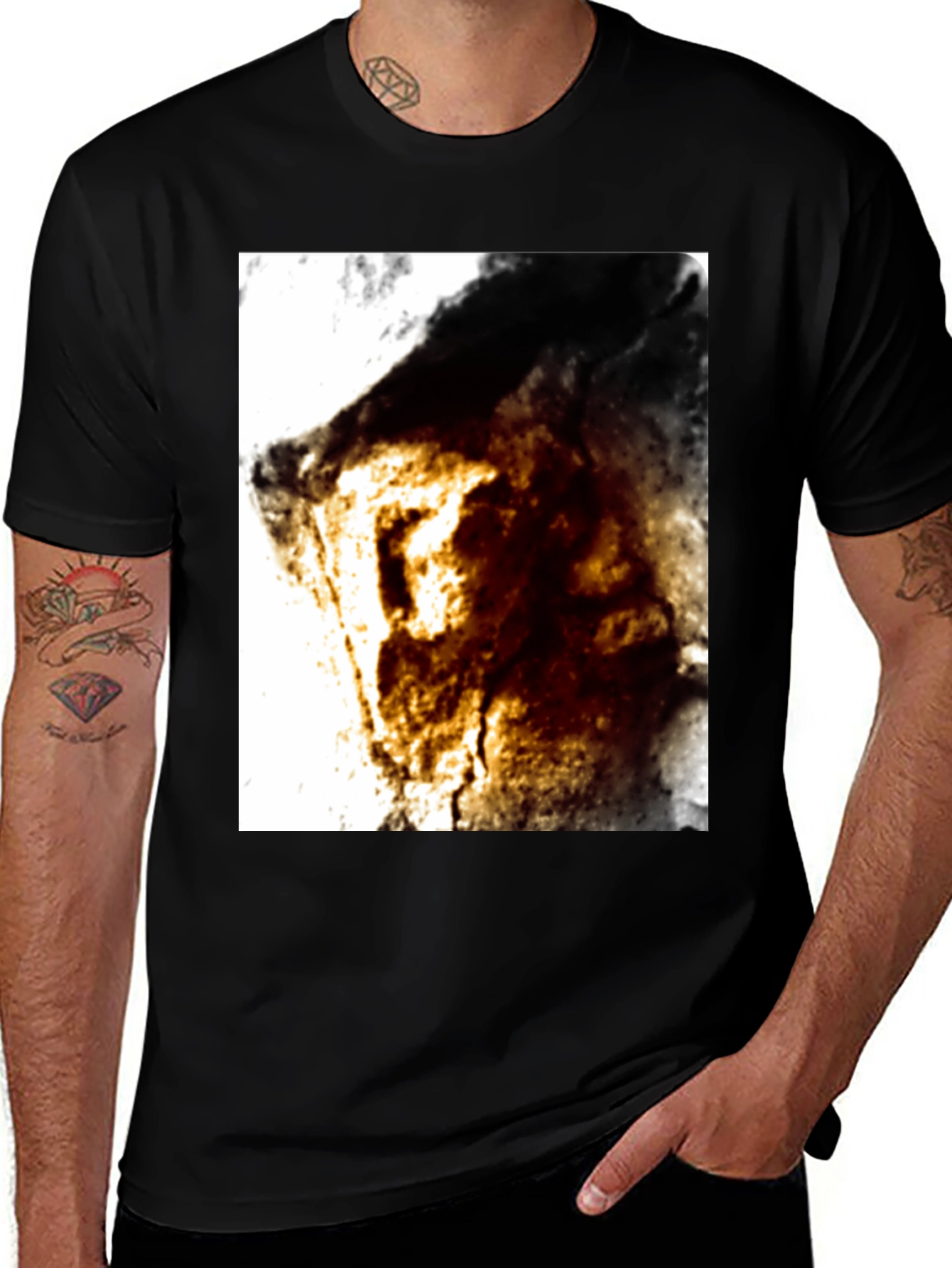 Abstract Graphic Tee - Black Cotton Blend