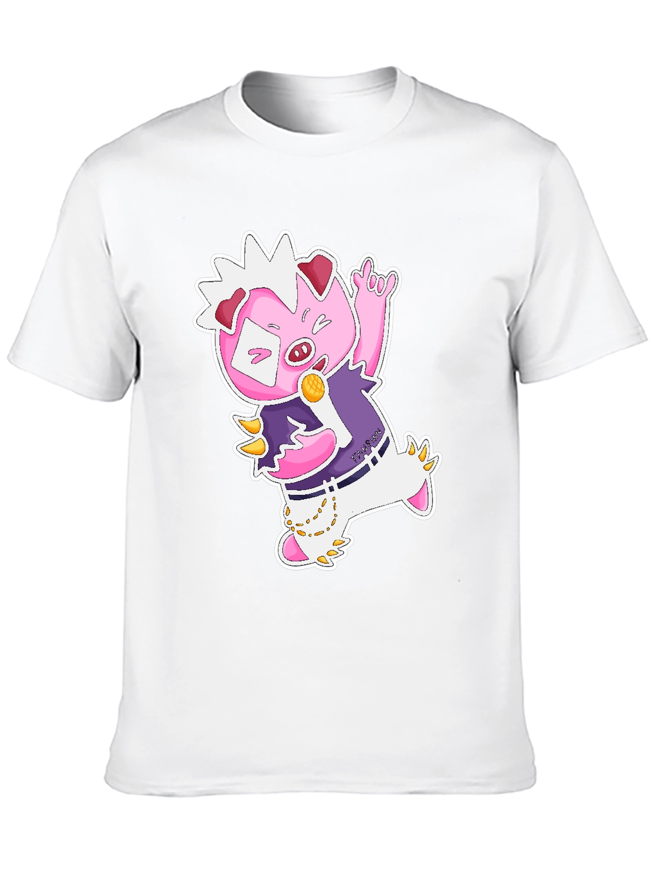 Cool Cartoon Pig Graphic Black T-Shirt