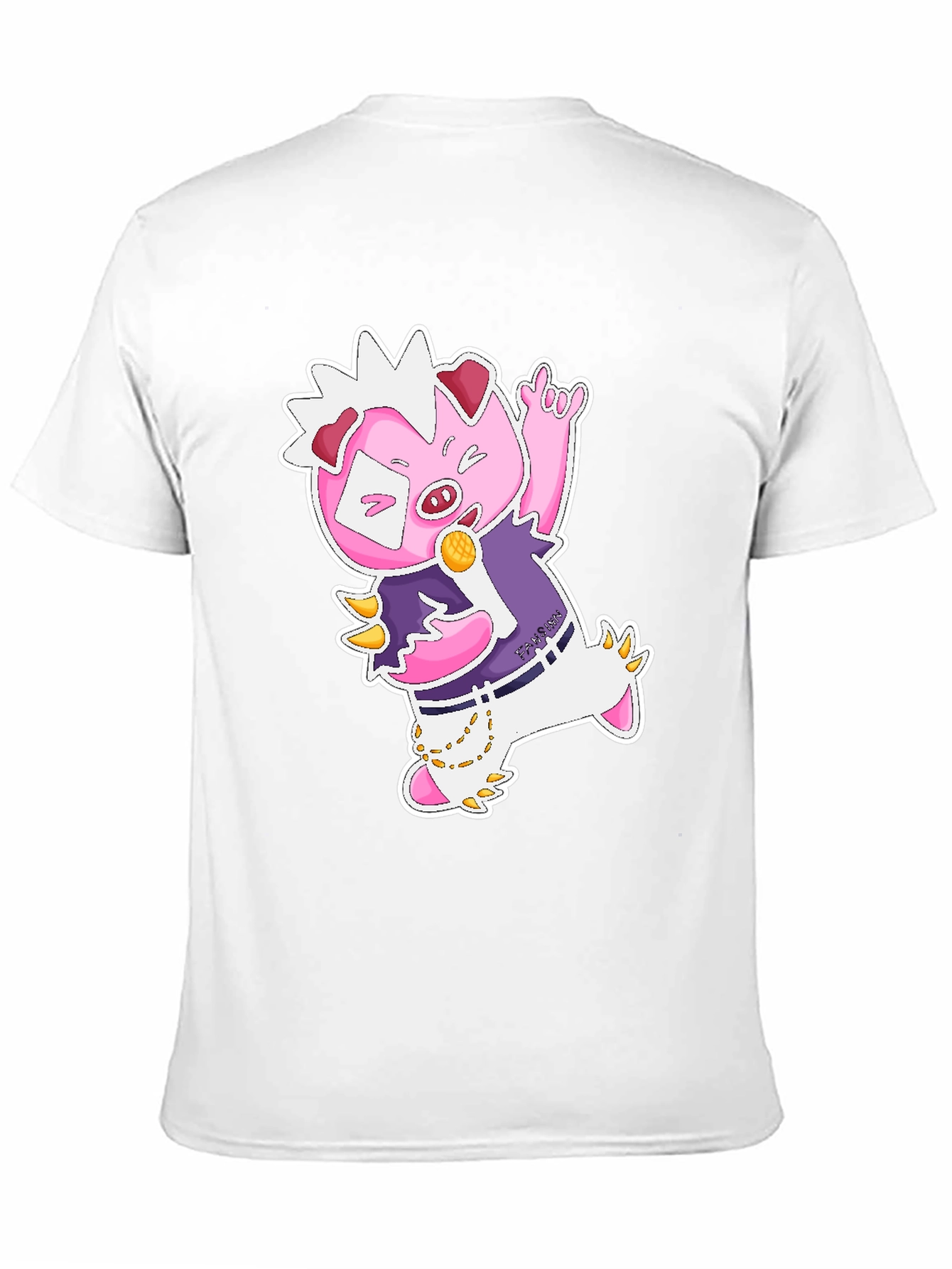 Cool Cartoon Pig Graphic Black T-Shirt