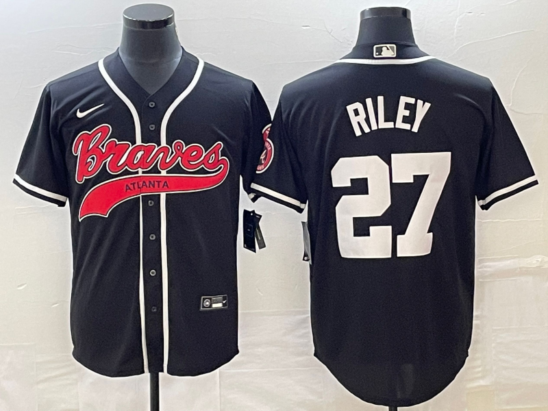 Men's Atlanta Braves Austin Riley #27 Black Replica Player Jerseys Joint Edition