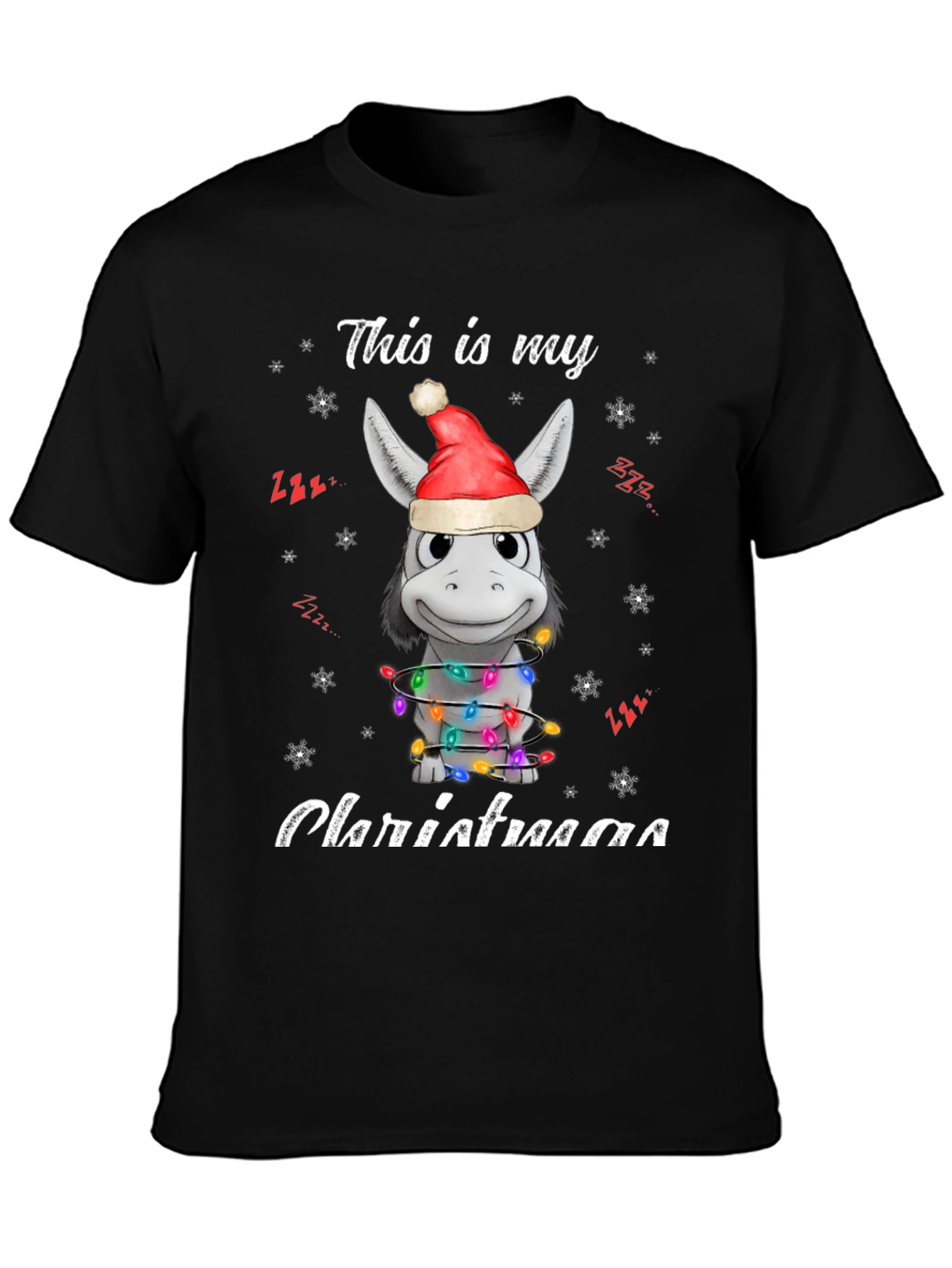Funny Donkey Christmas Lights T-Shirt