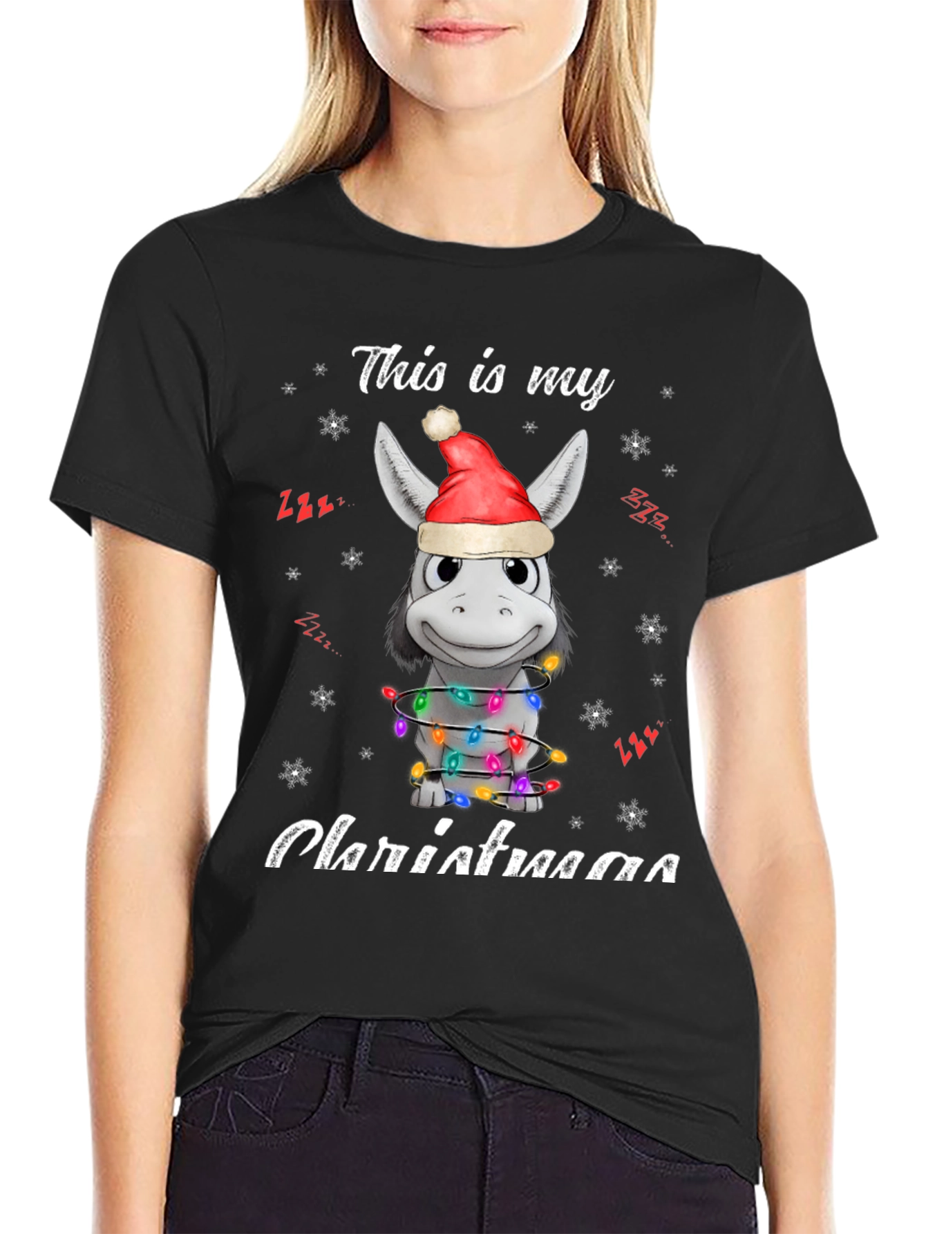 Funny Donkey Christmas Lights T-Shirt