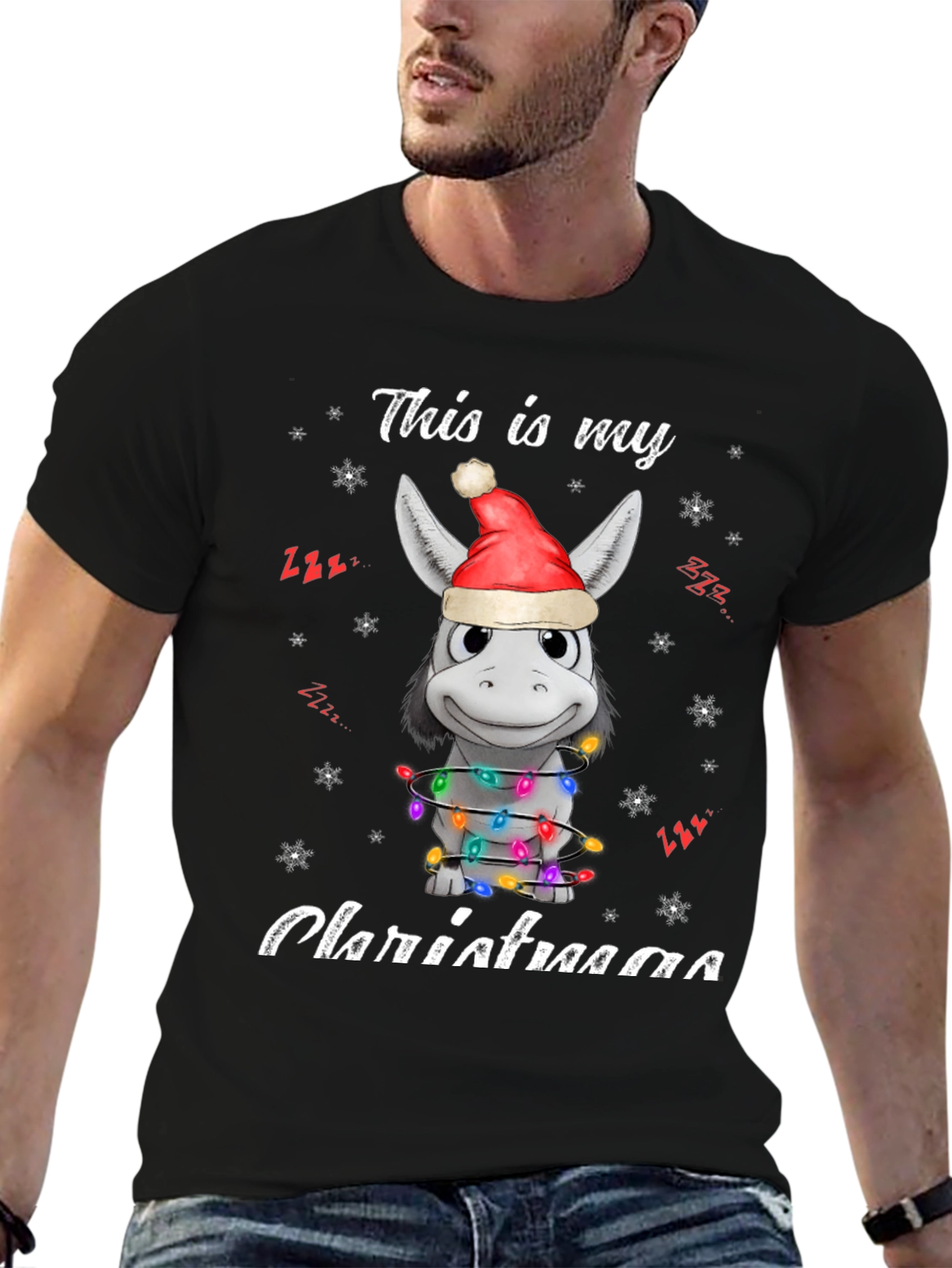 Funny Donkey Christmas Lights T-Shirt