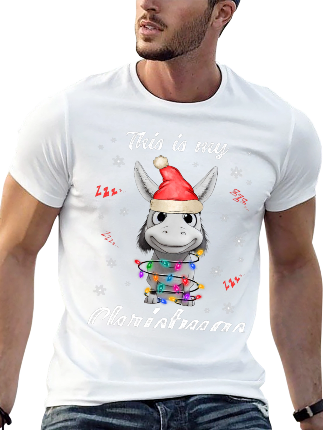 Funny Donkey Christmas Lights T-Shirt