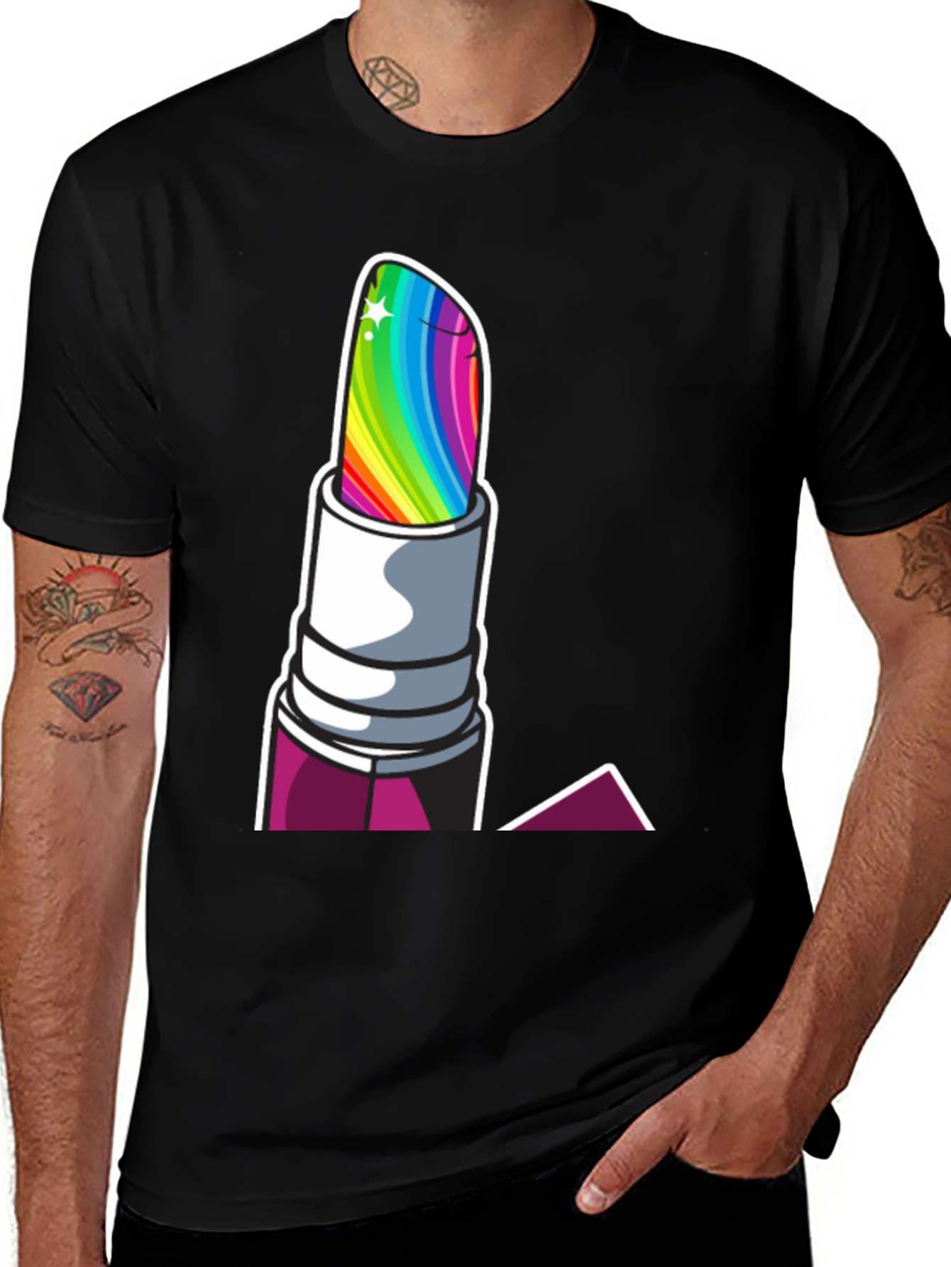 Rainbow Lipstick Graphic Tee - Pride Fashion