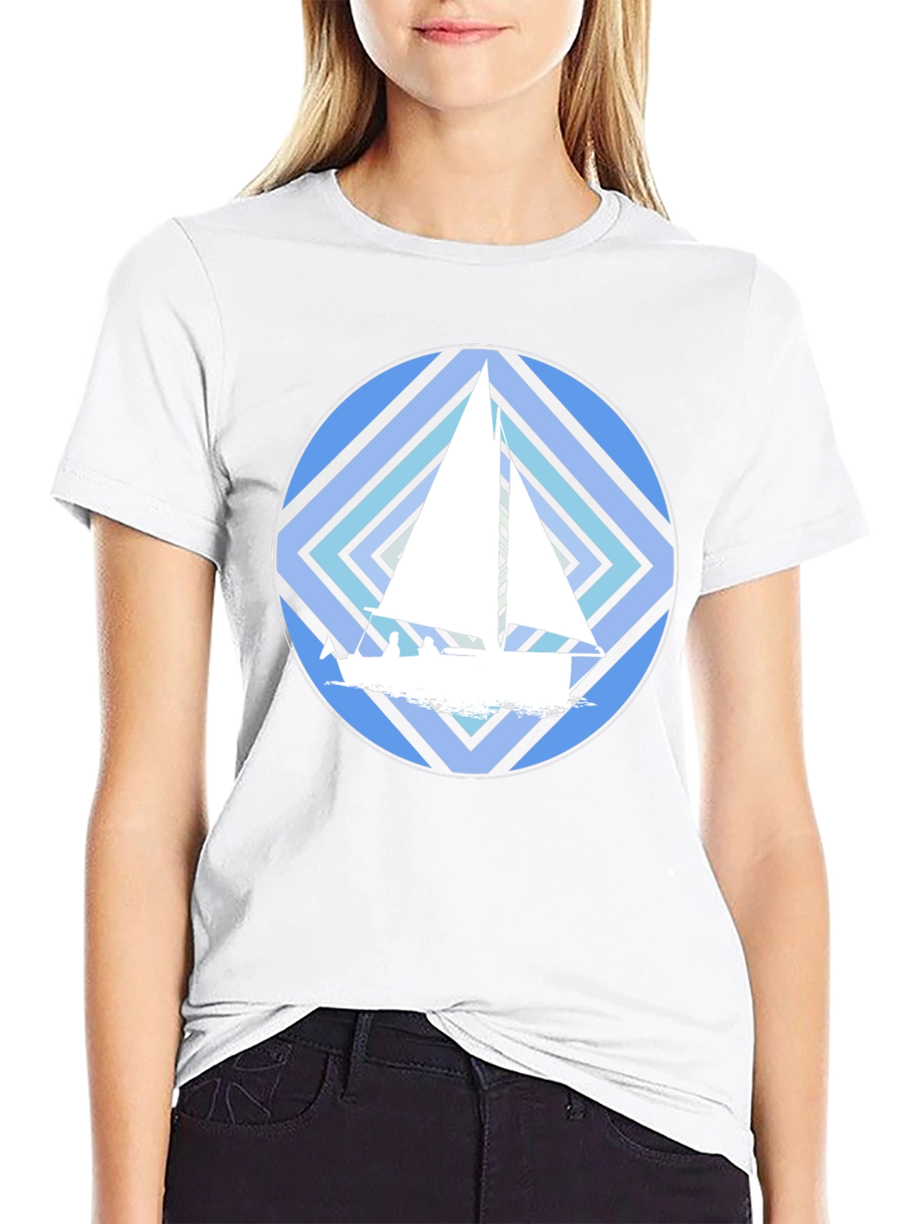 Nautical Sailboat Graphic T-Shirt - Stylish Crew Neck Tee