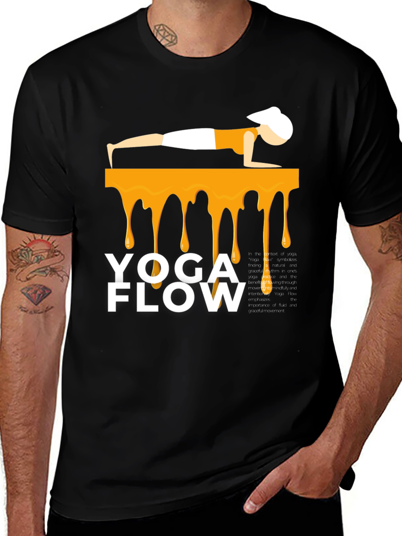 Yoga Flow Graphic Tee - Black Cotton Blend