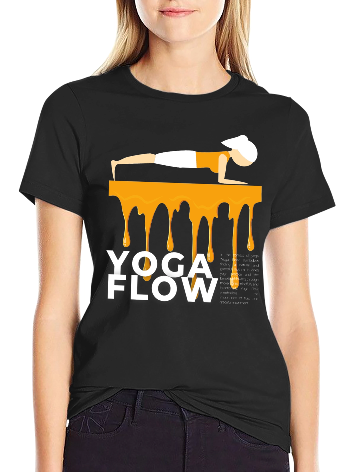 Yoga Flow Graphic Tee - Black Cotton Blend