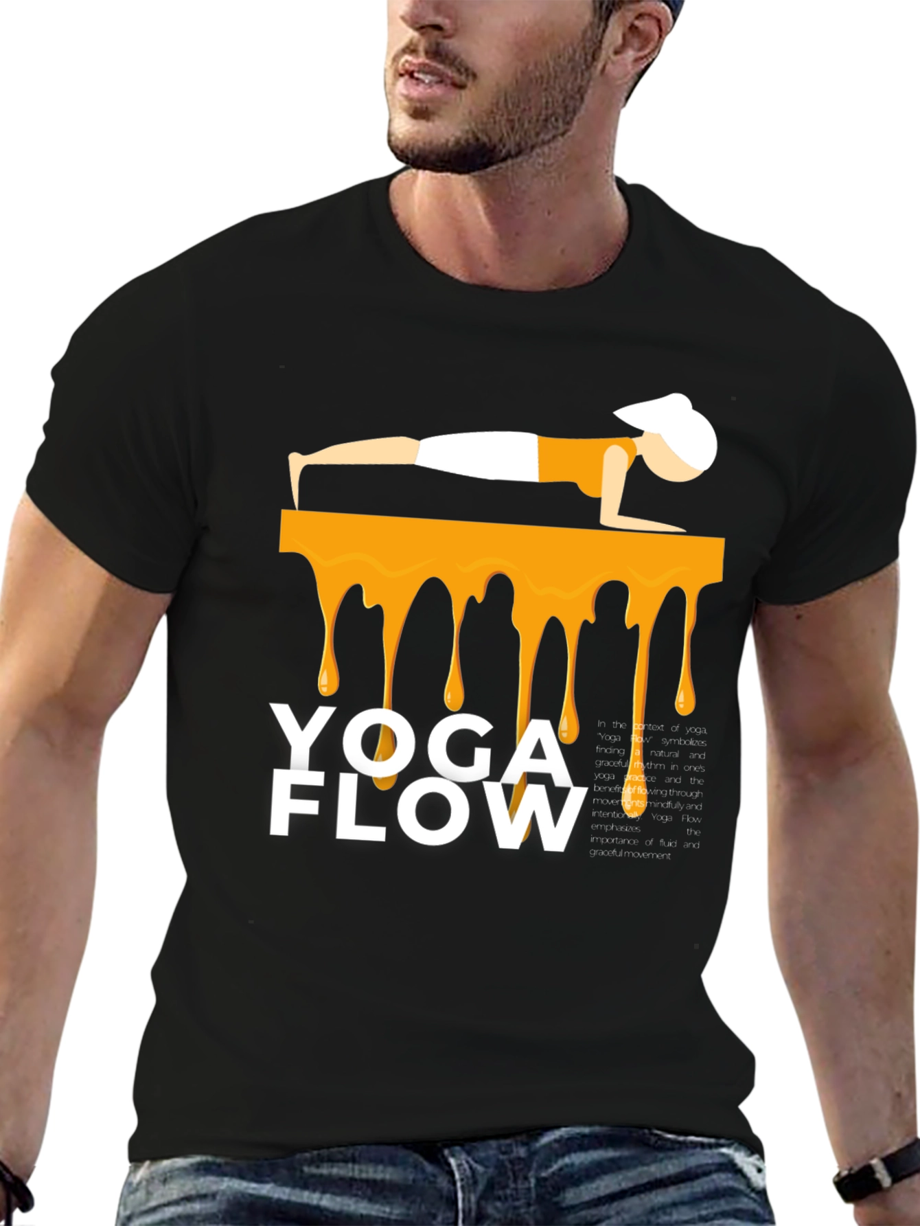 Yoga Flow Graphic Tee - Black Cotton Blend