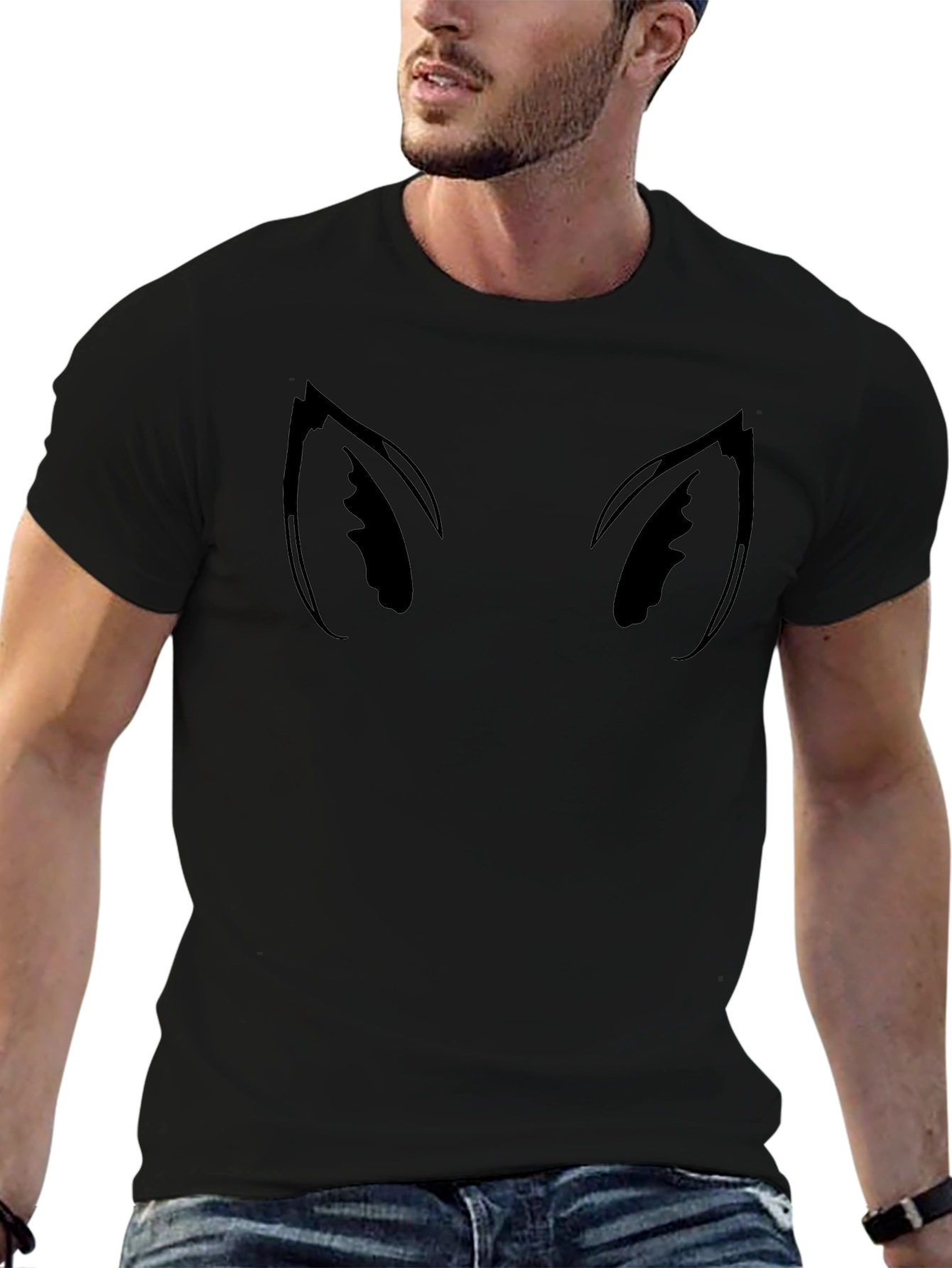Cat Eyes Graphic Tee - Black Cotton Blend