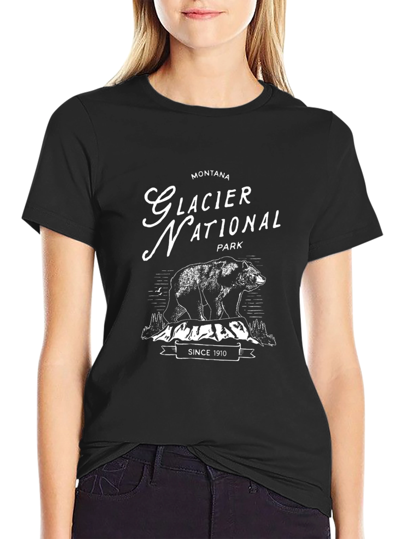 Glacier National Park Black T-Shirt Since 1910
