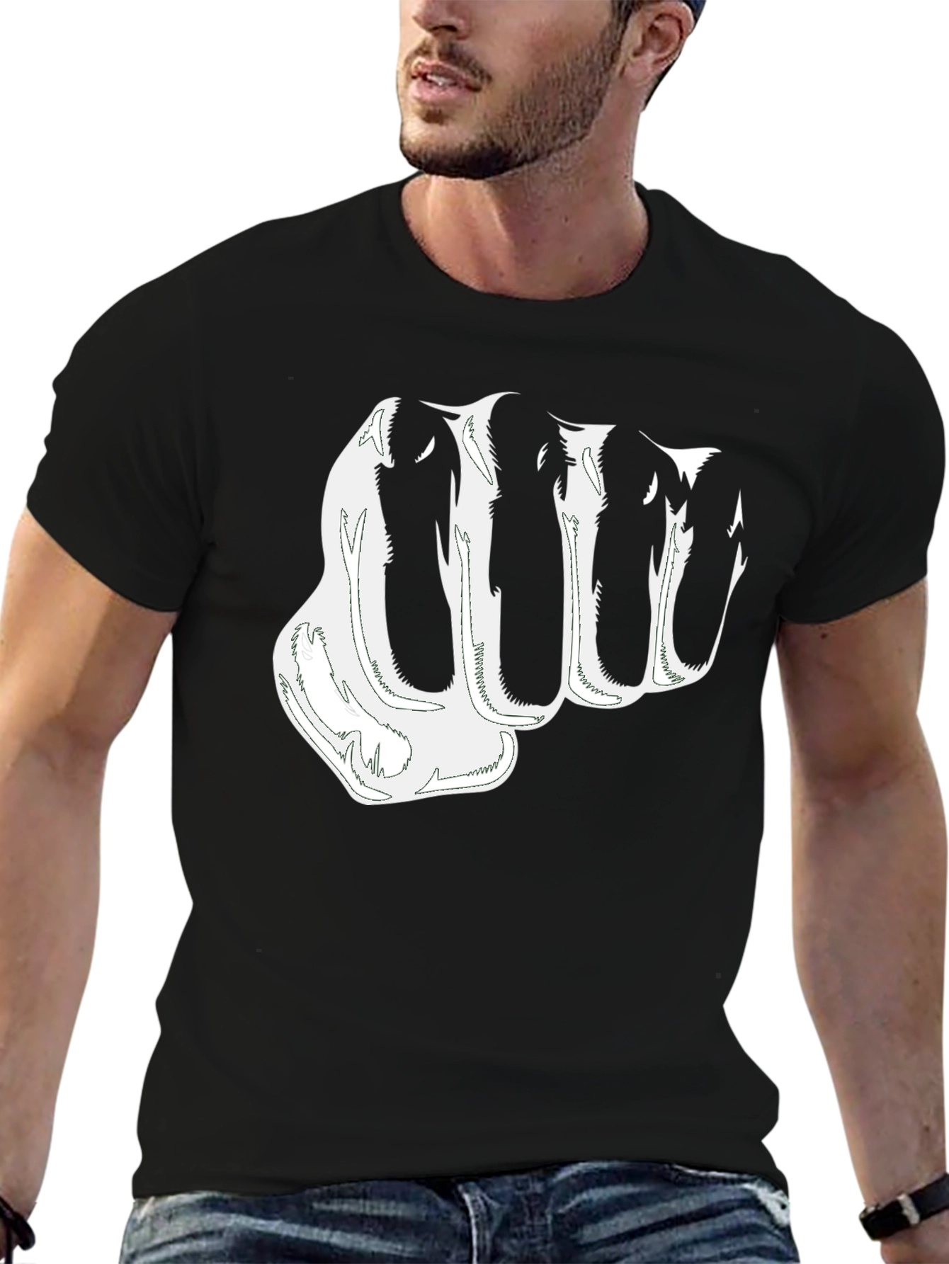 Fist Graphic Print Black T-Shirt