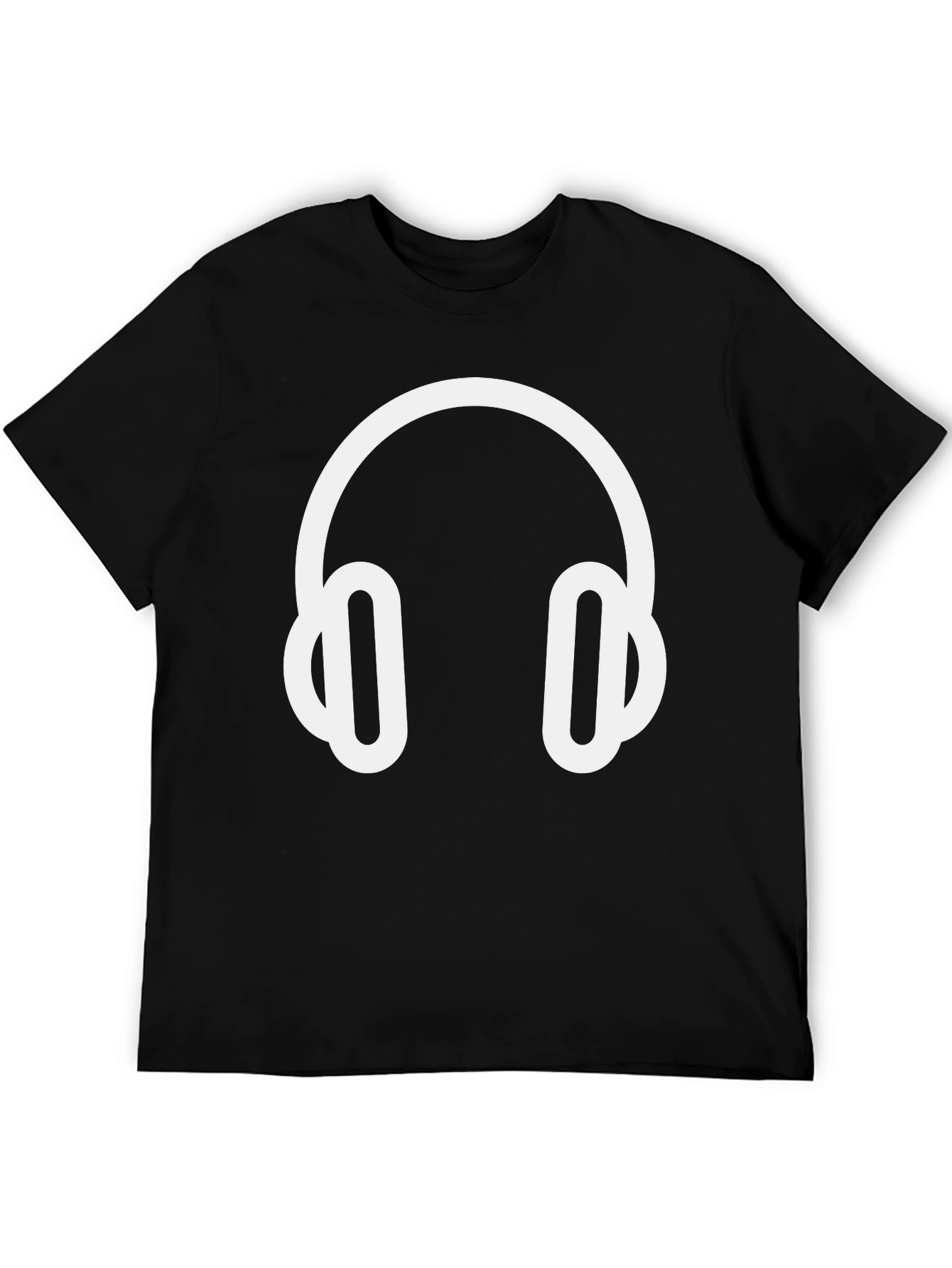 Headphone Graphic Tee - Black Casual T-Shirt
