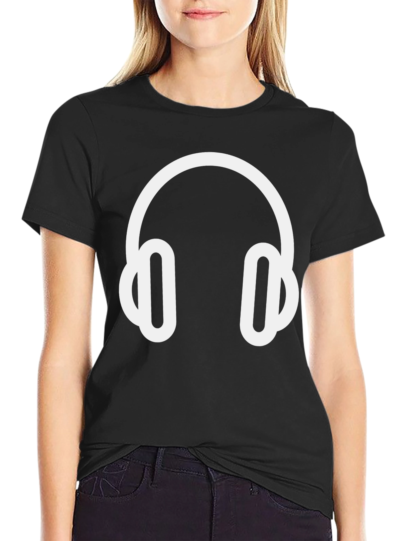 Headphone Graphic Tee - Black Casual T-Shirt