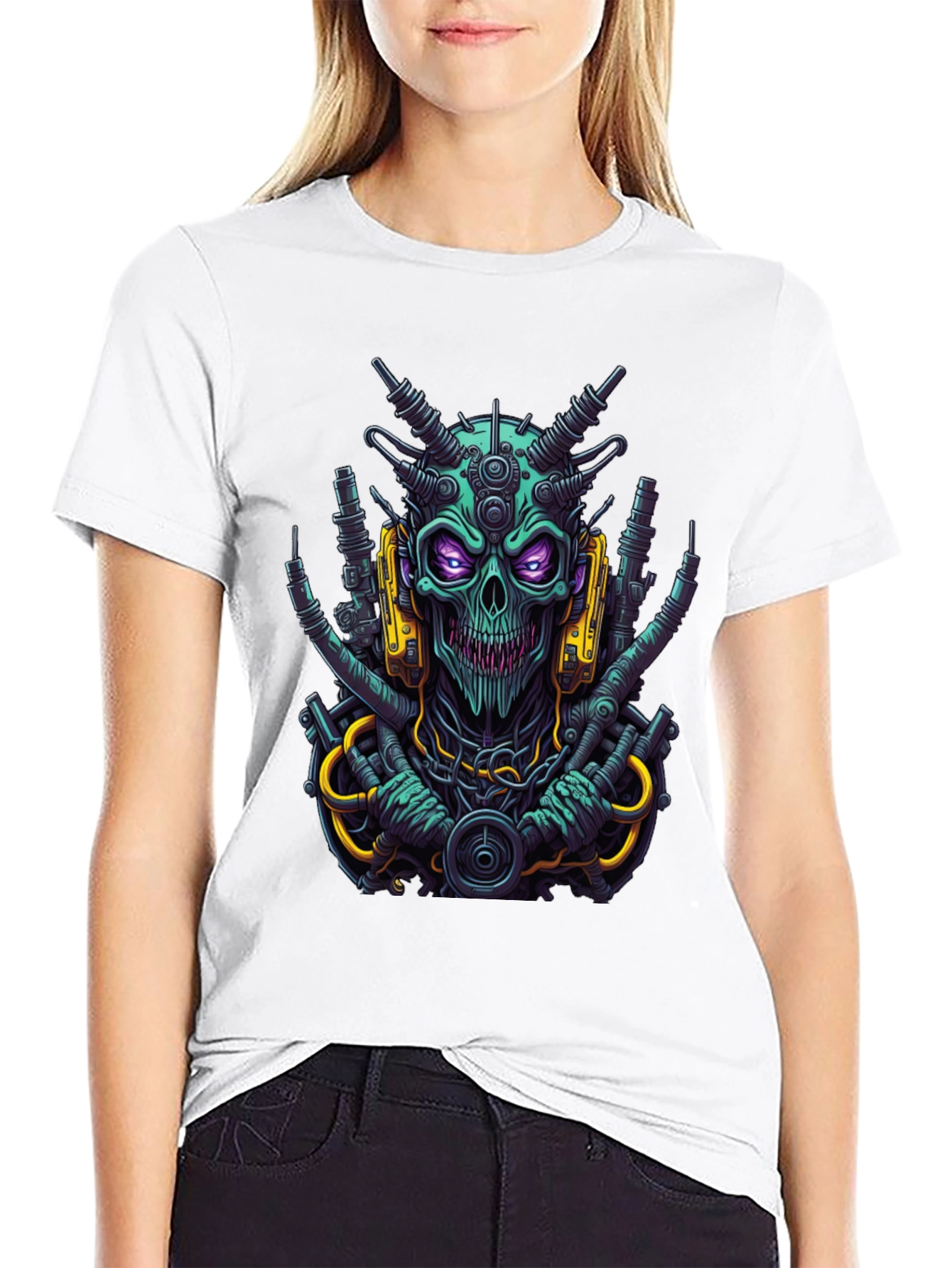 Cyberpunk Skull T-Shirt - Bold Sci-Fi Style