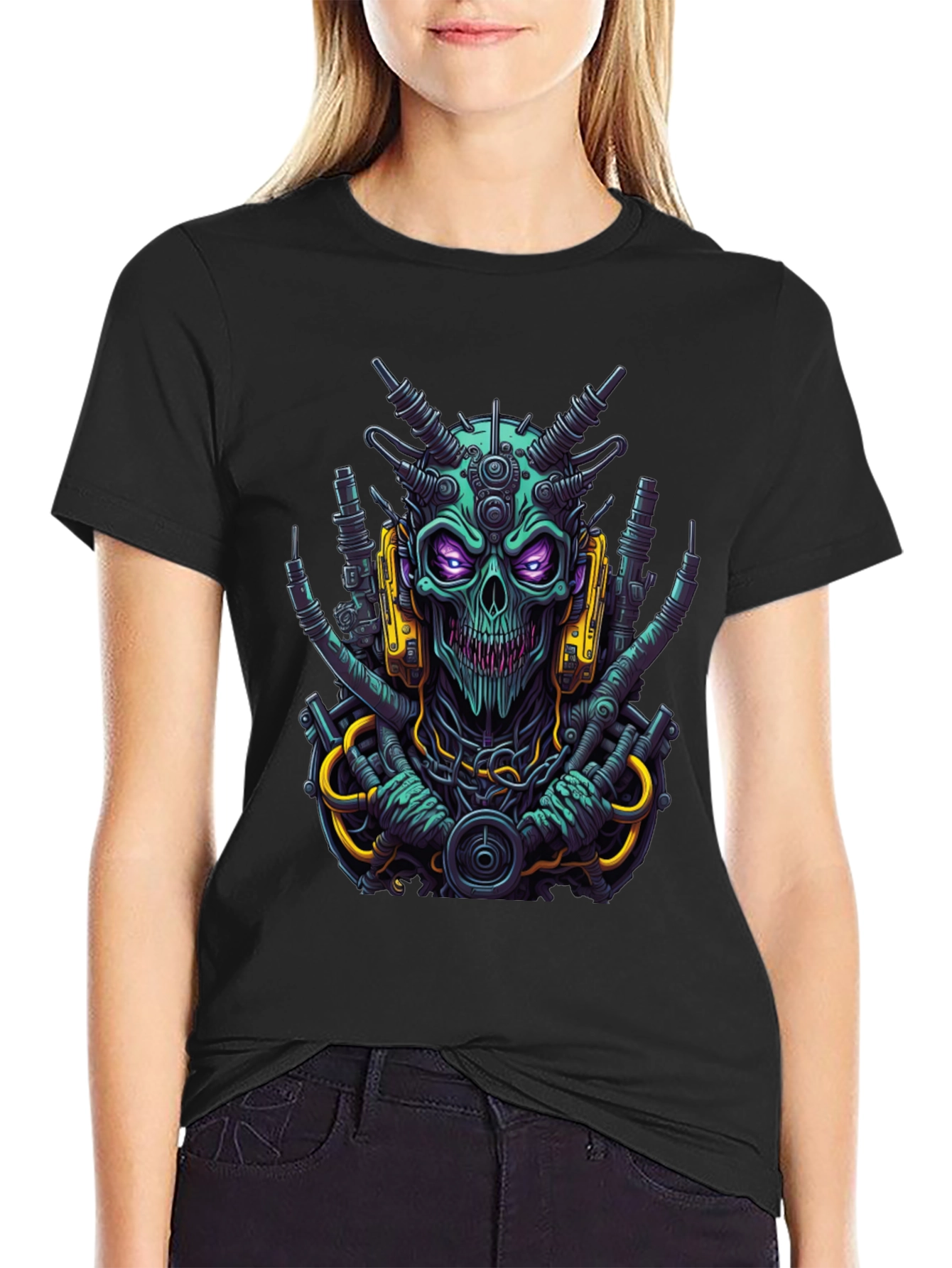 Cyberpunk Skull T-Shirt - Bold Sci-Fi Style