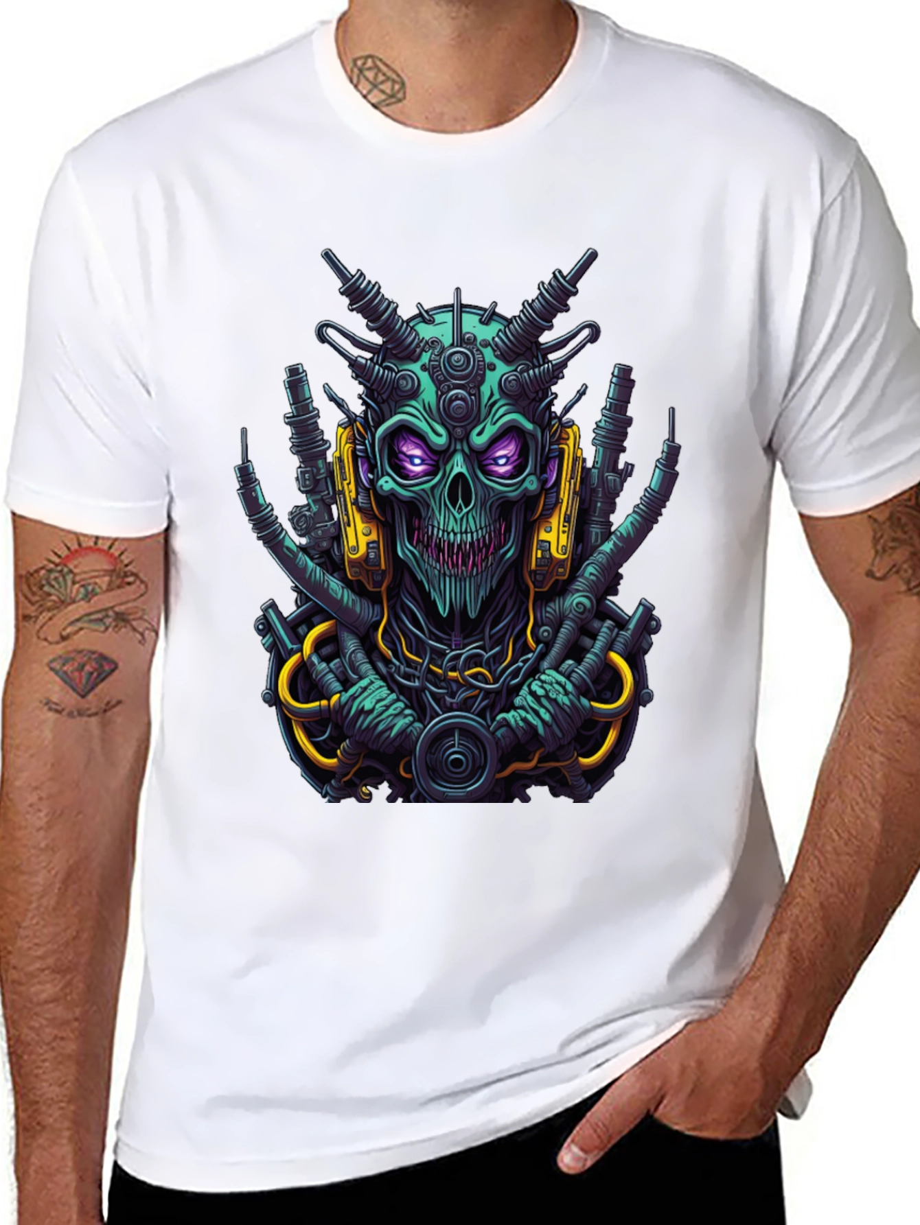 Cyberpunk Skull T-Shirt - Bold Sci-Fi Style