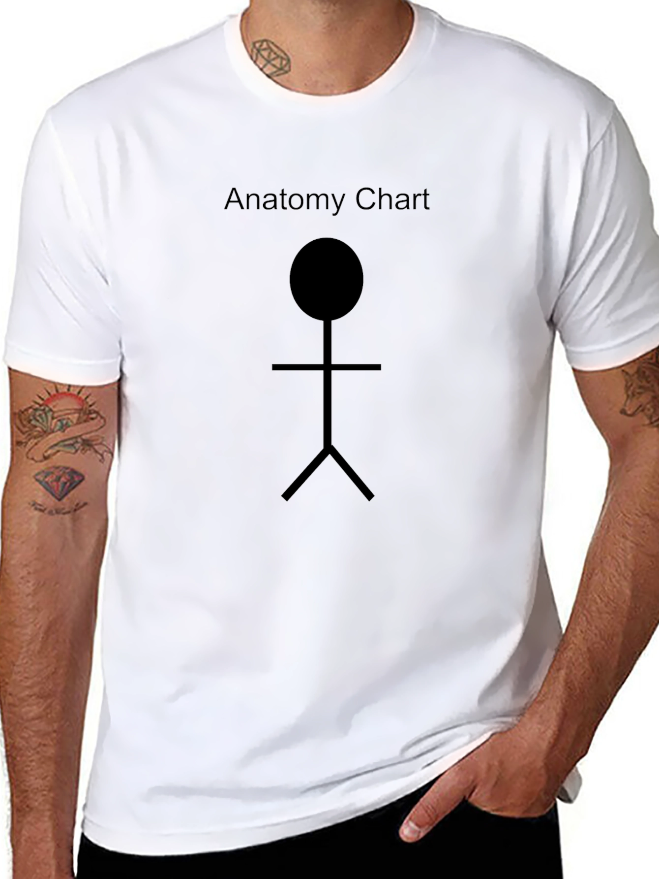Anatomy Chart Black T-Shirt - Funny Stick Figure