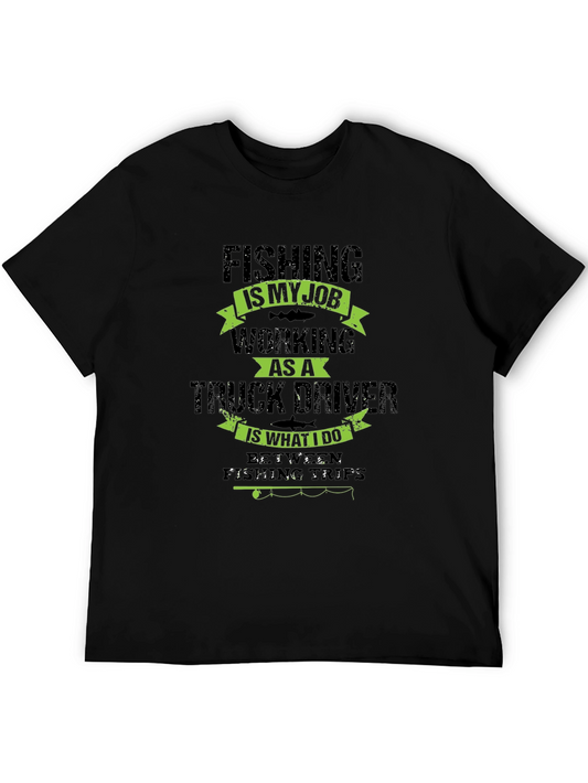 Fishing Truck Driver Black T-Shirt